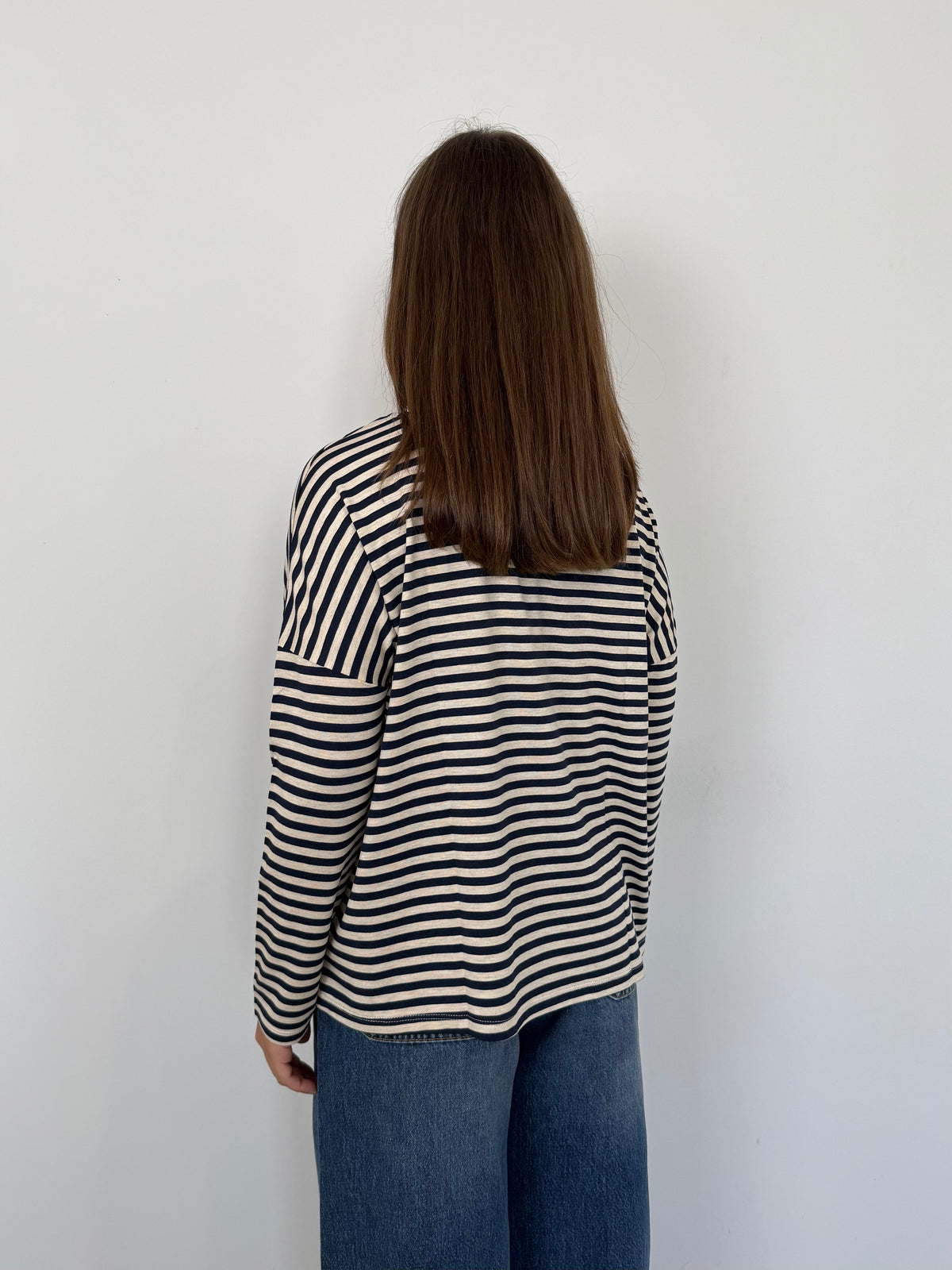 SusyMix - Maglia scatola scollo barca righe blu