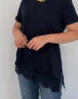Tensione In - T-shirt con inserto pizzo blu