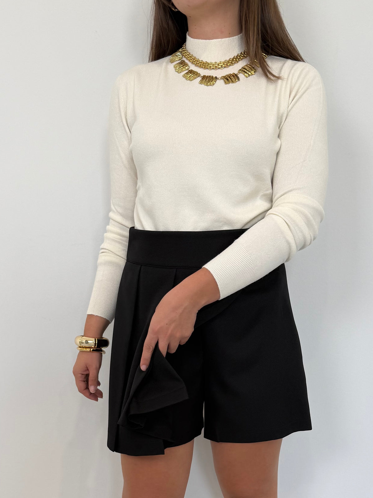 Haveone - Gonna con short pieghe nero