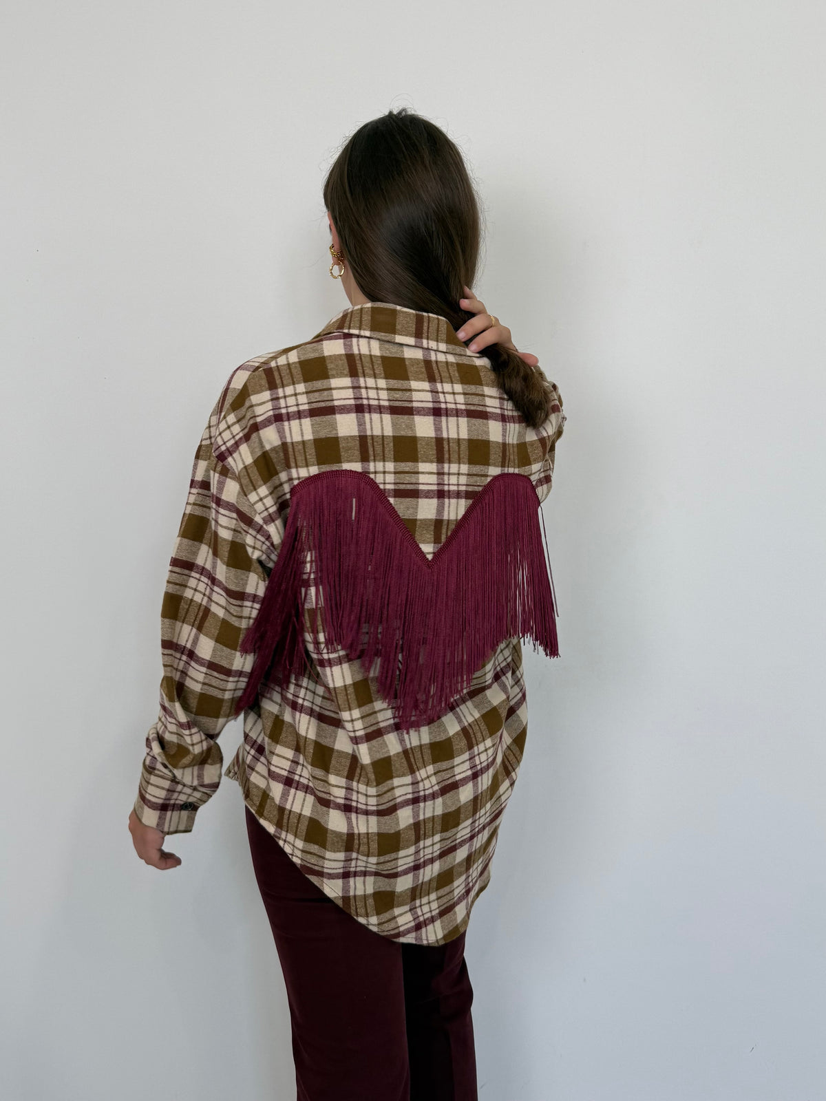 Tensione In - Camicia con frange bordeaux