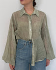 Haveone - Camicia in mussola con trina verde