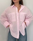 Haveone - Camicia leggera in cotone rosa
