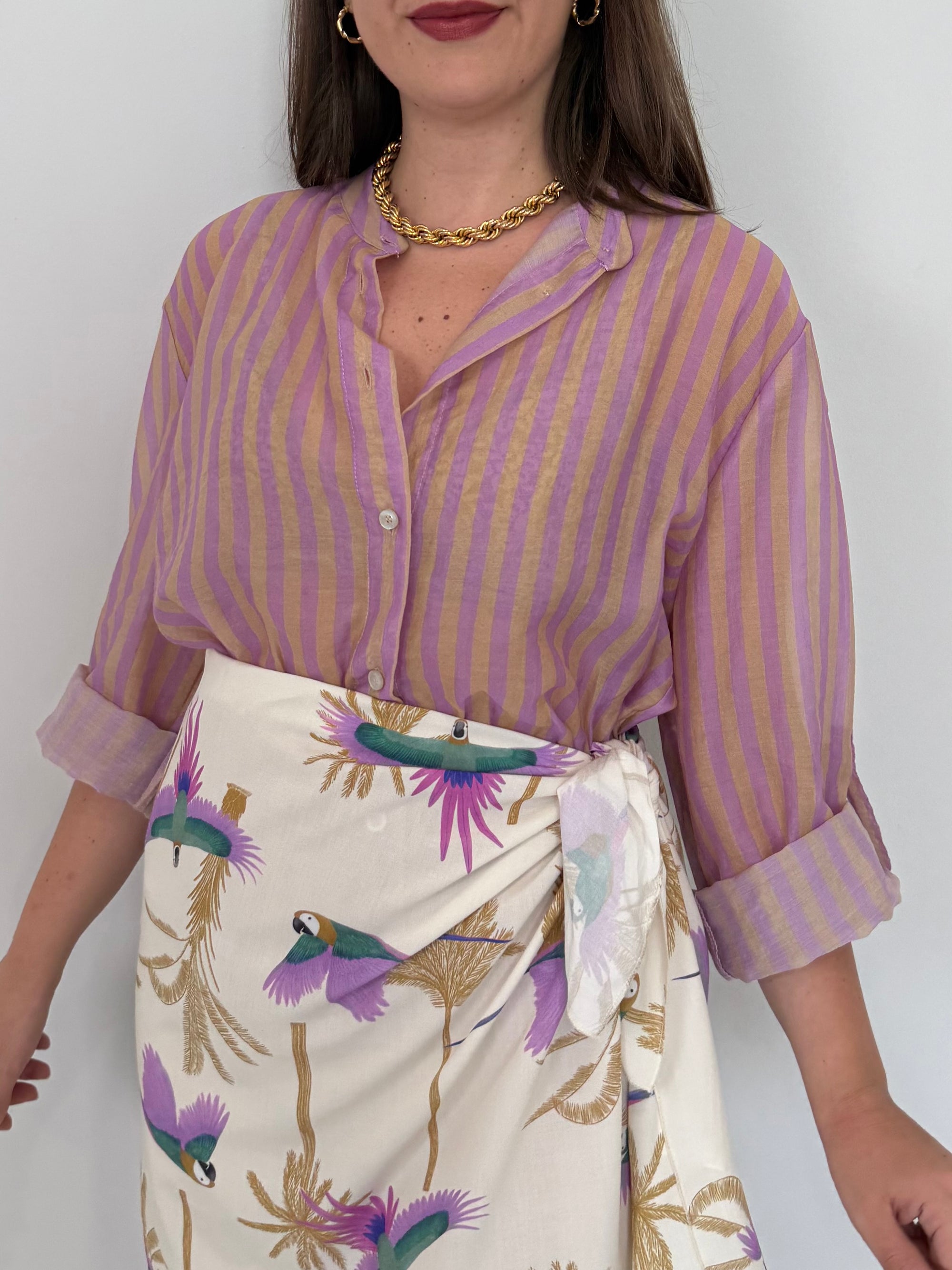 Haveone - Camicia righe fini lilla