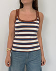 Haveone - Canotta righe blu contrasto moro