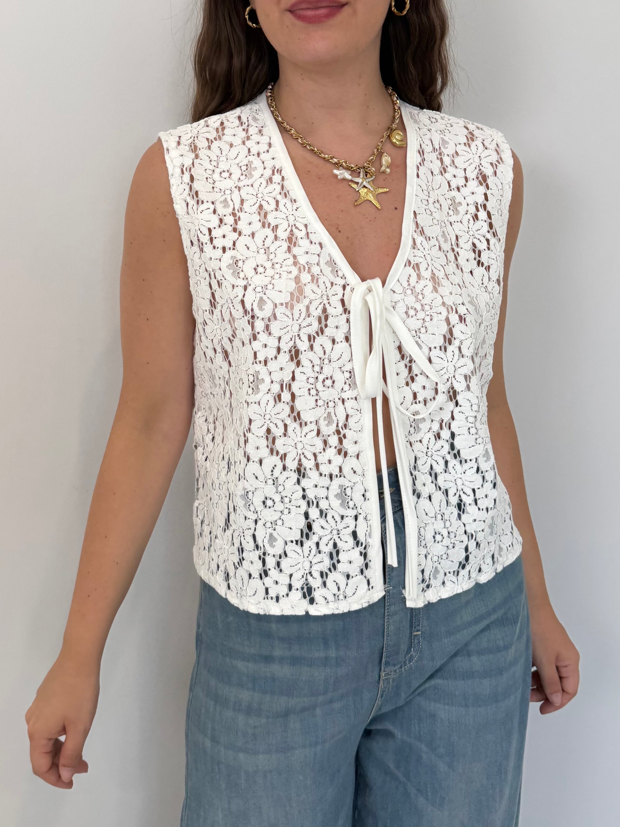 Haveone - Gilet in crochet bianco