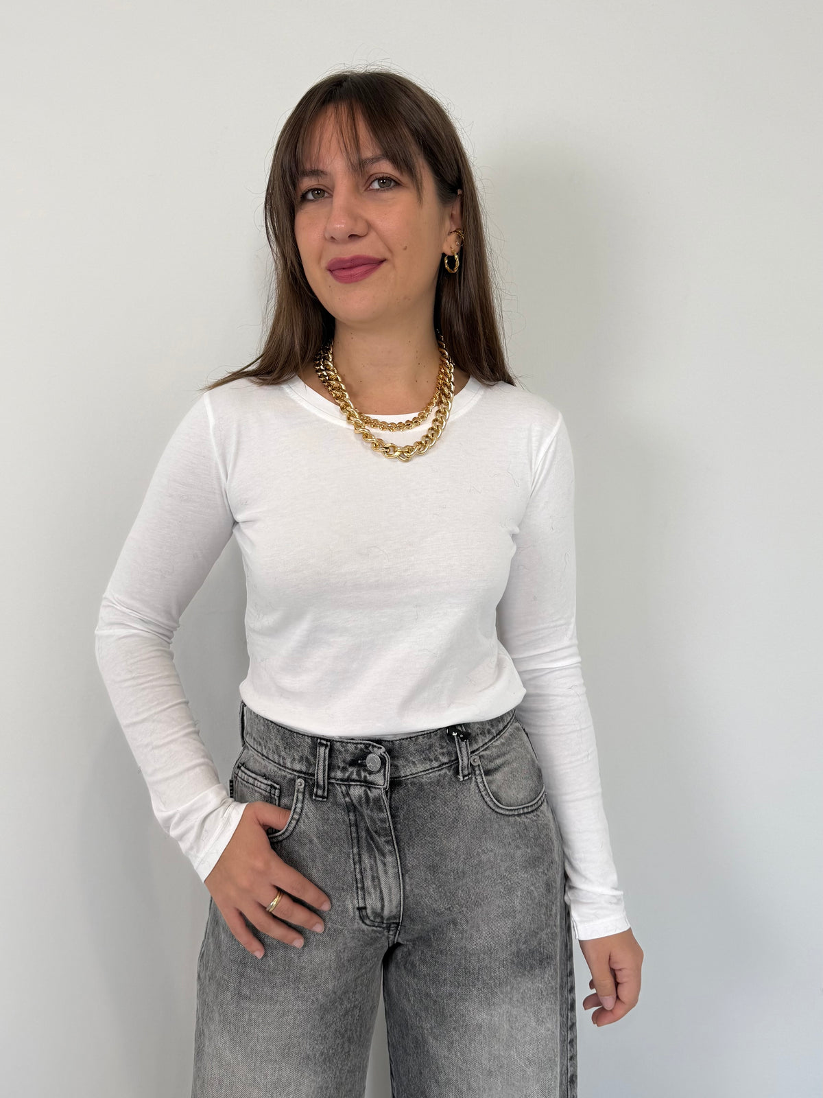 SusyMix - Maglia slim manica lunga bianca