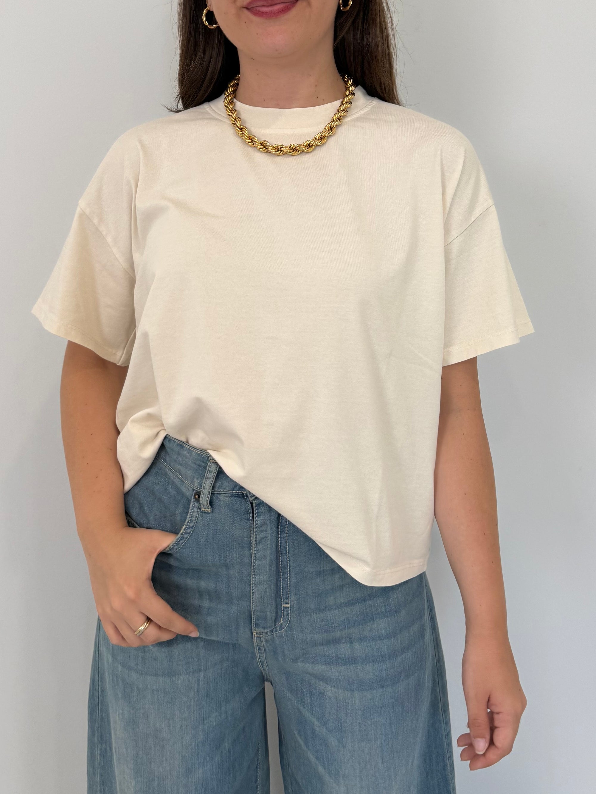SusyMix - T-shirt basic a scatola panna