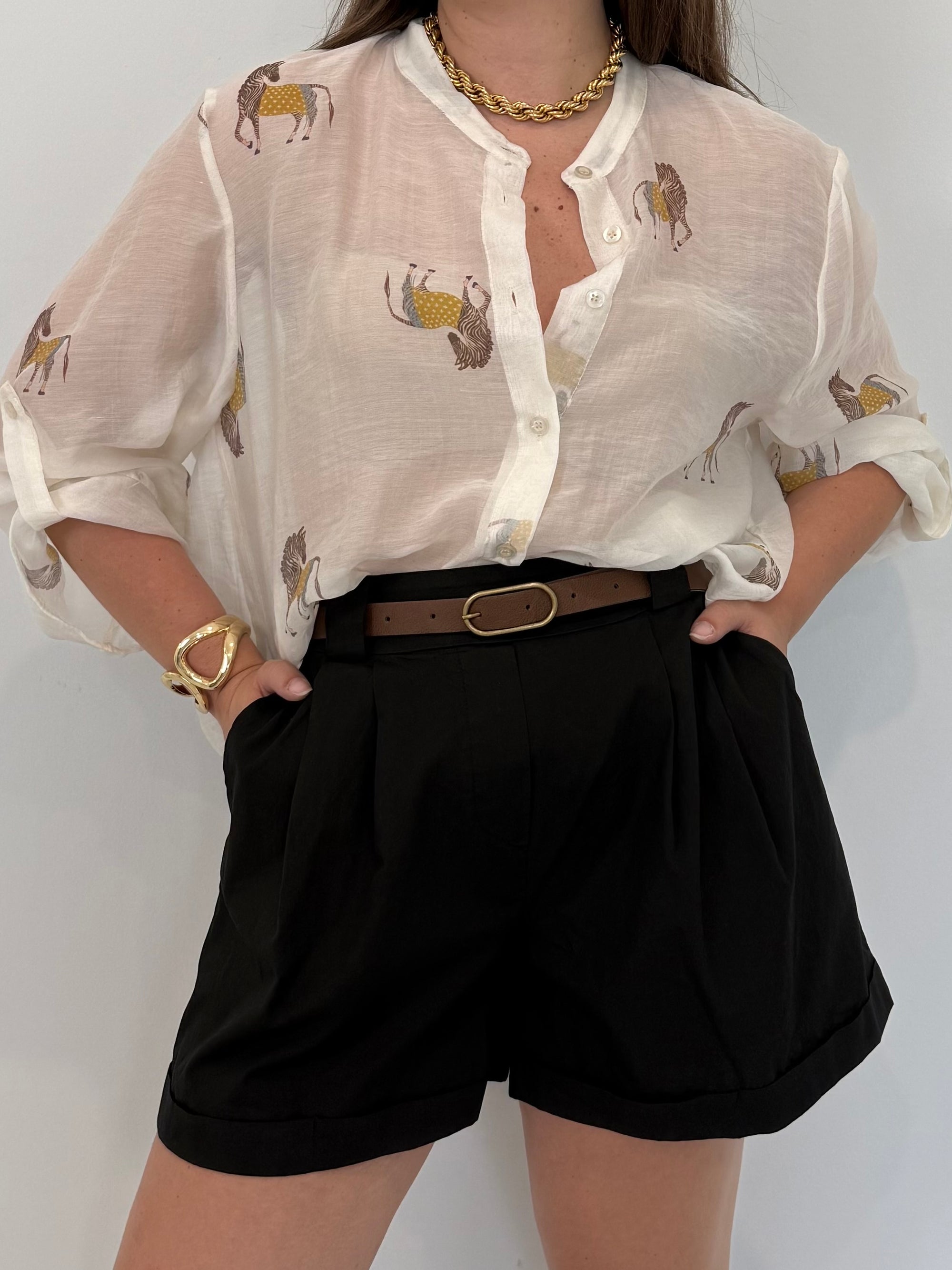 Haveone - Short in cotone con pence nero