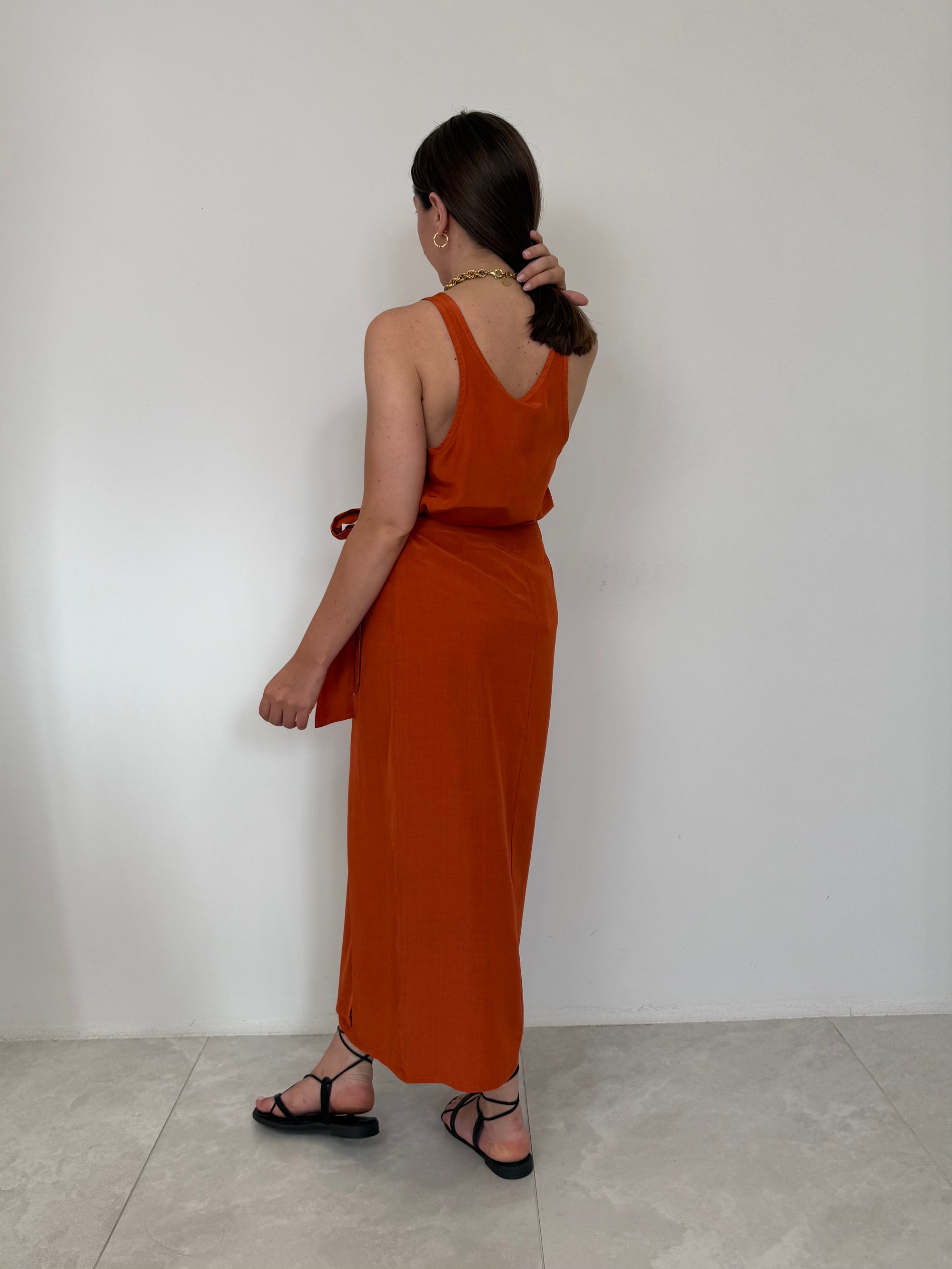 Tensione In - Gonna portafoglio lunga papaya