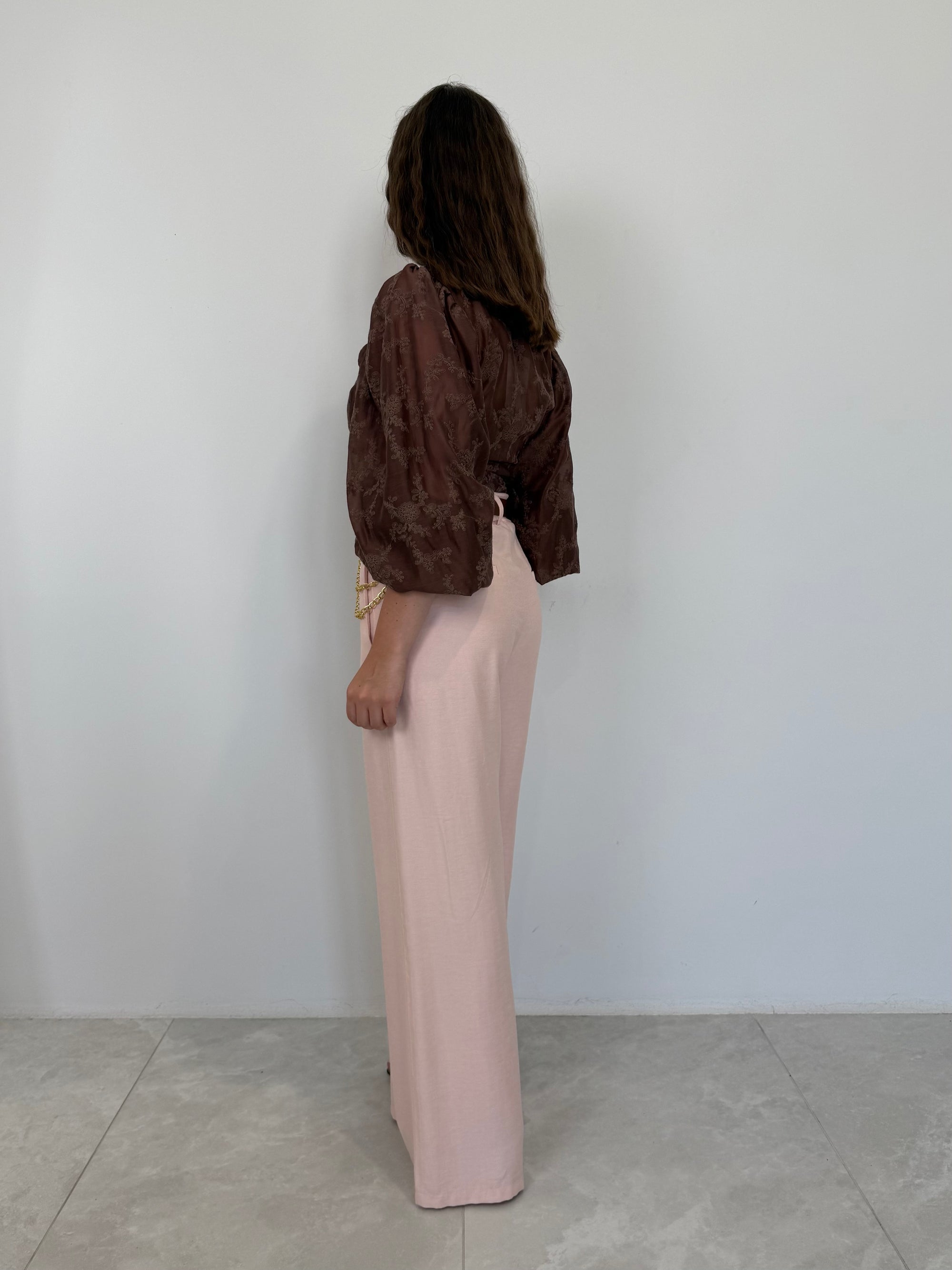 Haveone - Pantalone con cintura catena rosa
