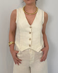 Haveone - Gilet in lino burro