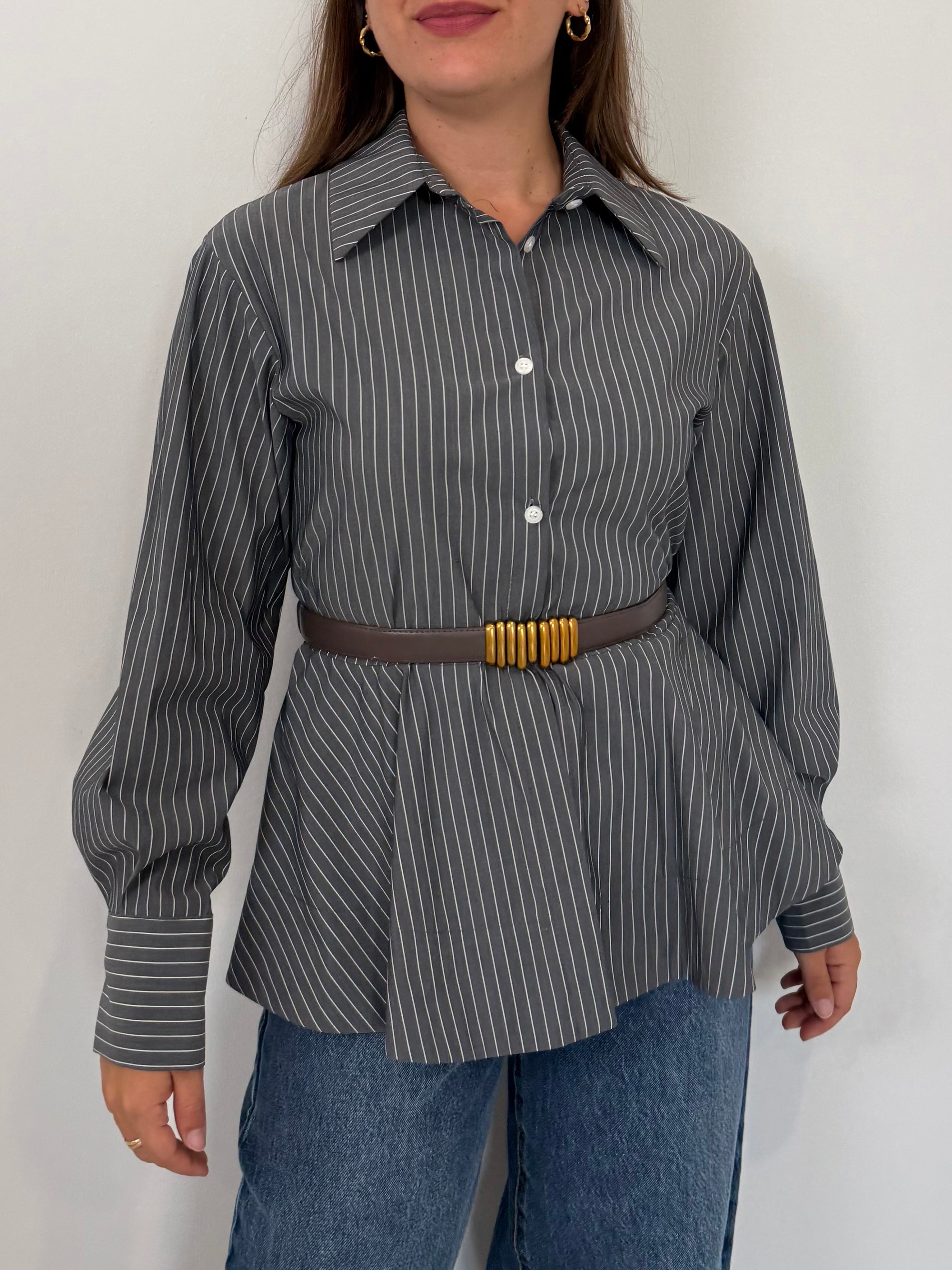 SusyMix - Camicia bacchette peplum grigia