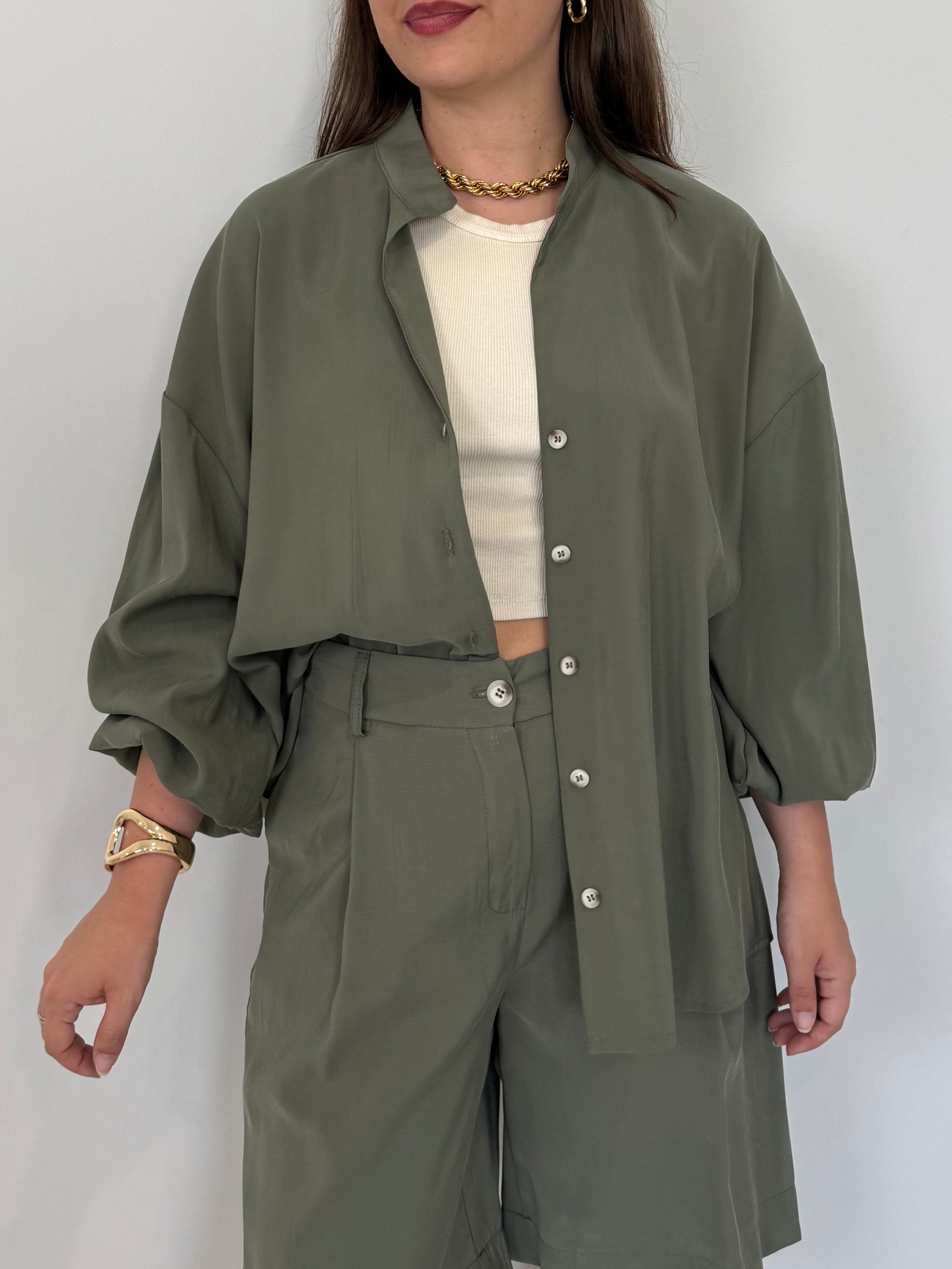 Tensione In - Camicia in cupro verde