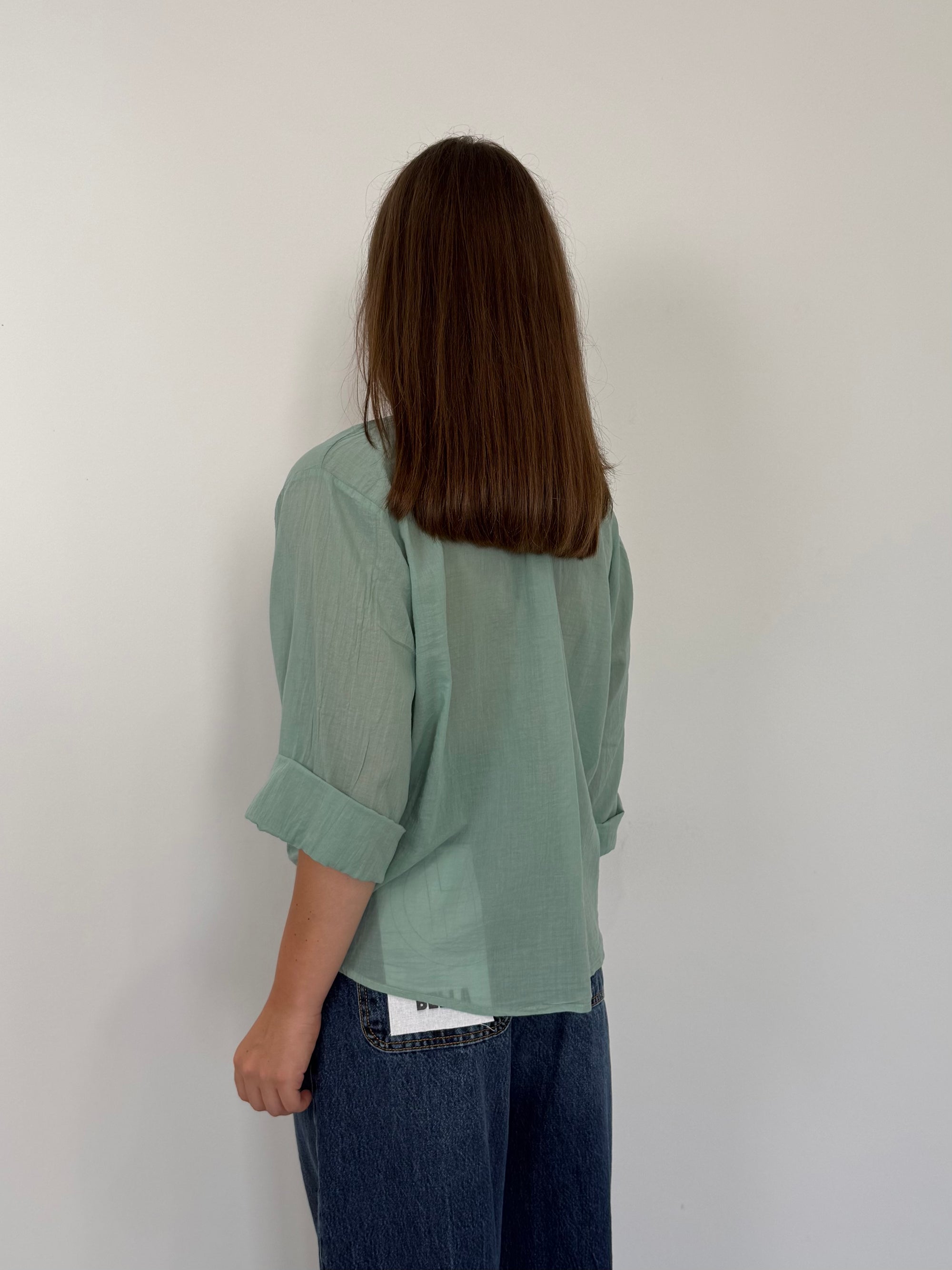 Tensione in - Camicia in mussola di cotone menta