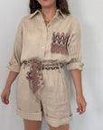 Tensione In - Short in lino zigzag sabbia