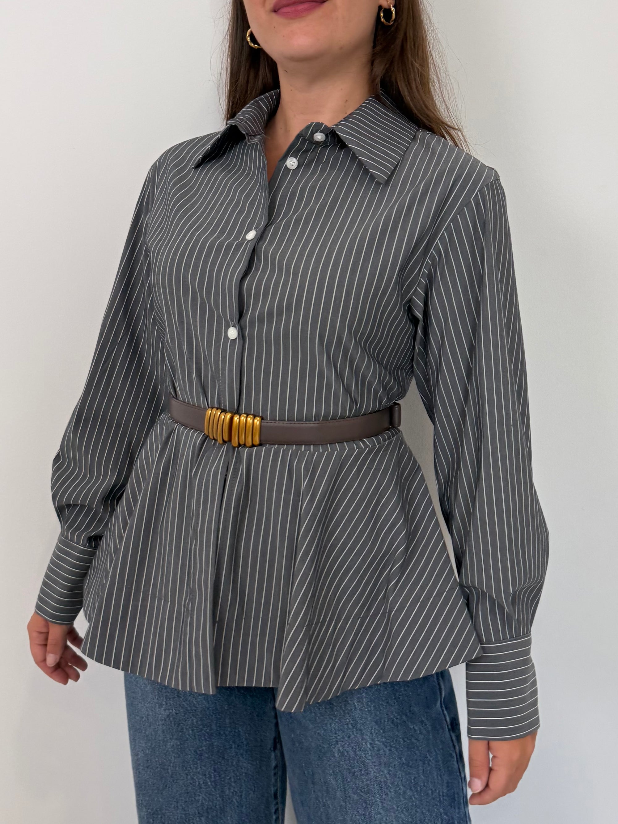 SusyMix - Camicia bacchette peplum grigia
