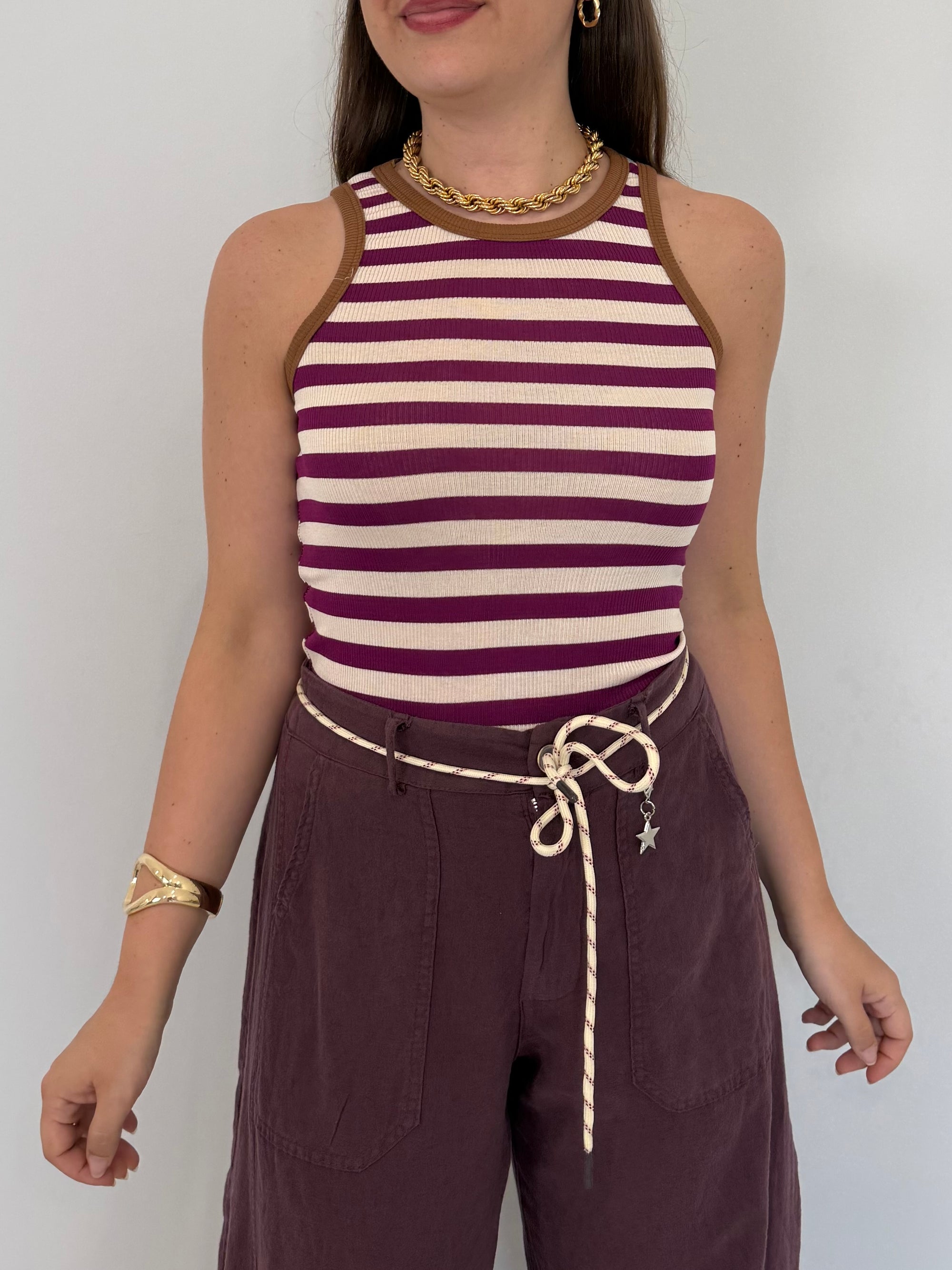 Haveone - Canotta vogatore righe magenta
