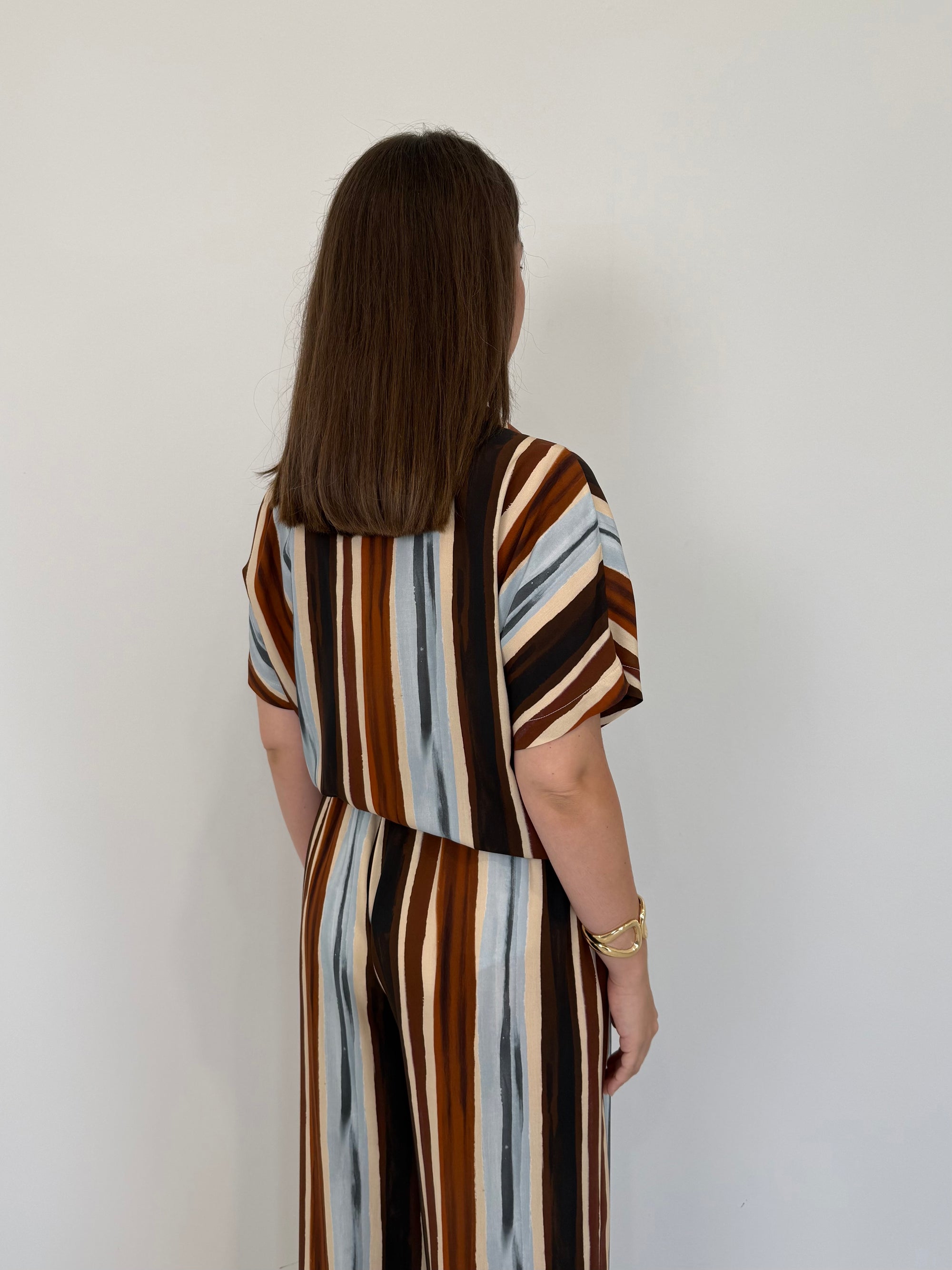 Haveone - Camicia in viscosa con righe azzurre