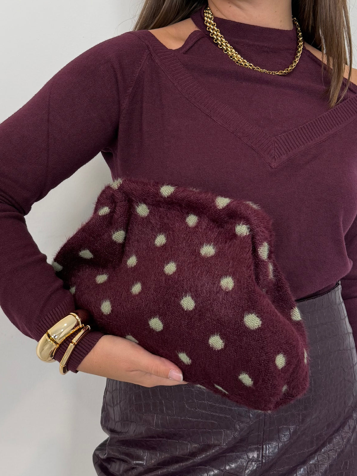Civico23 - Borsa pouf pois vino/verde