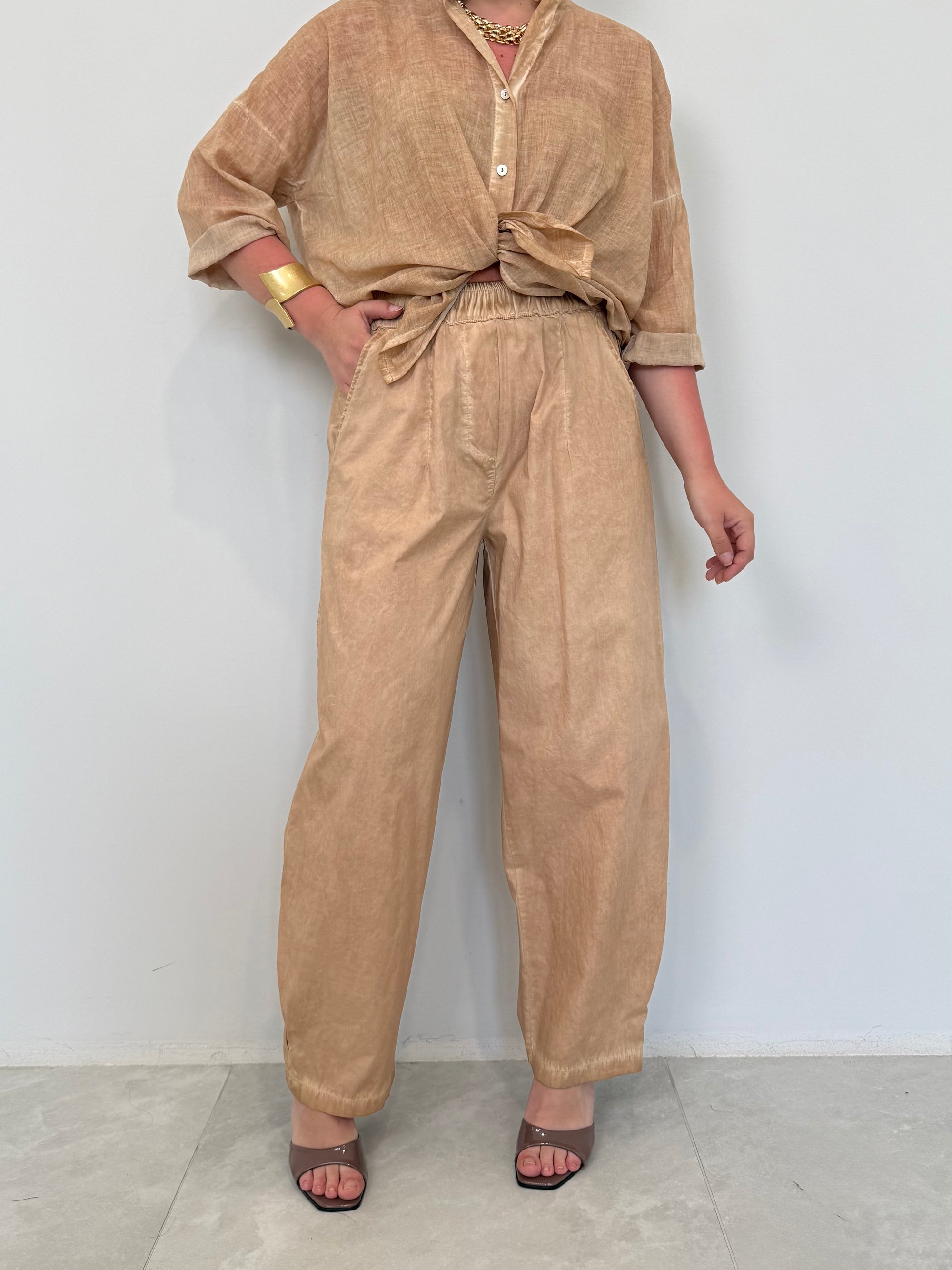 Haveone - Pantalone barrel nocciola