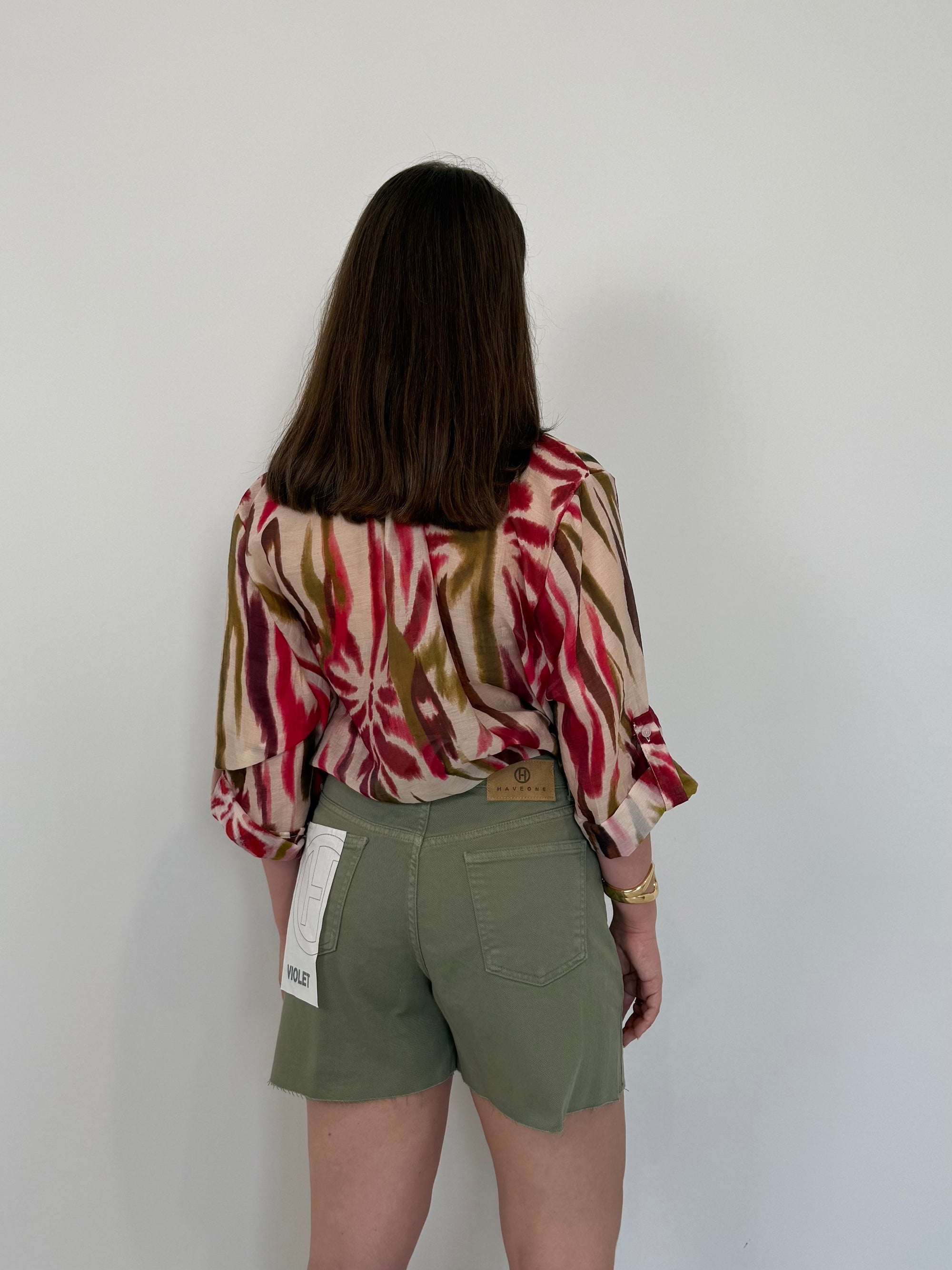 Haveone - Short violet denim verde