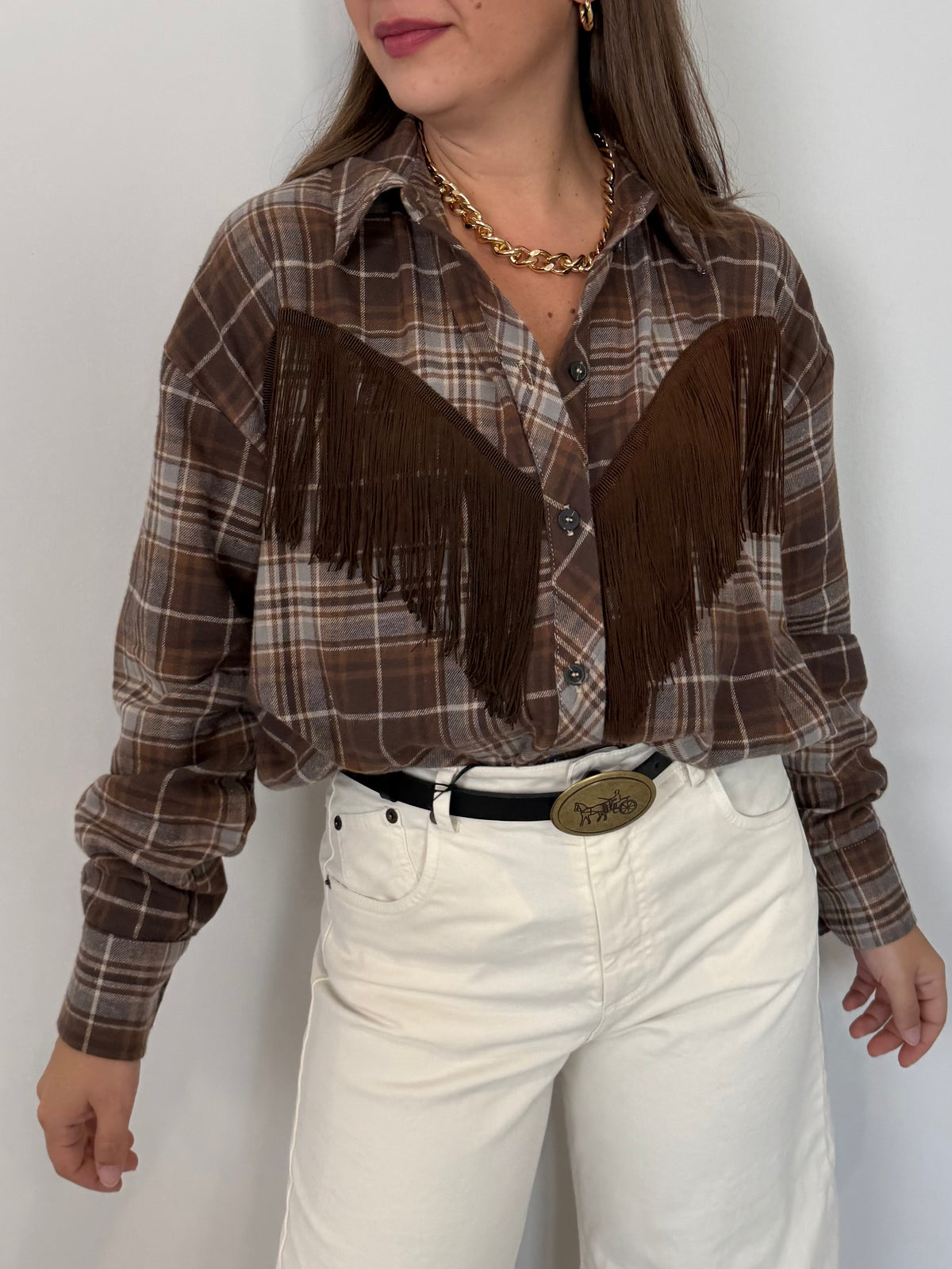 Tensione In - Camicia con frange moro