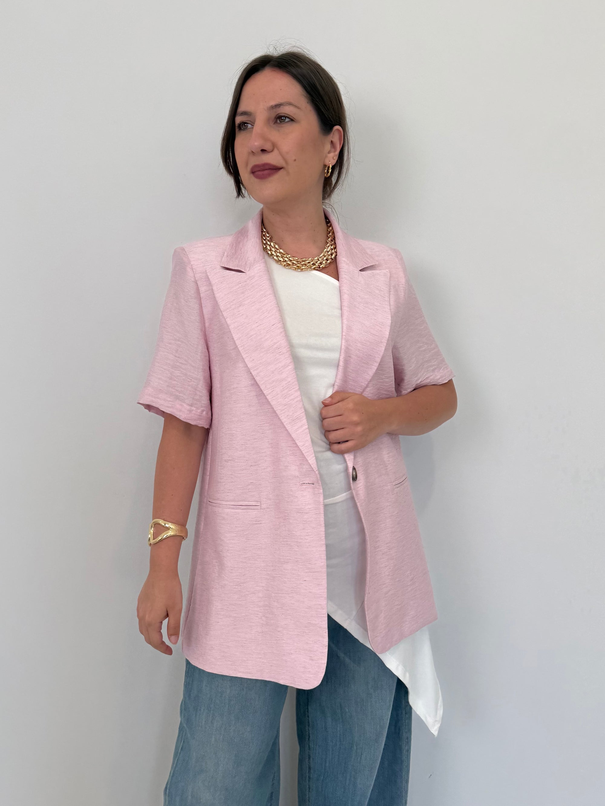 Haveone - Giacca mezza manica easy rosa