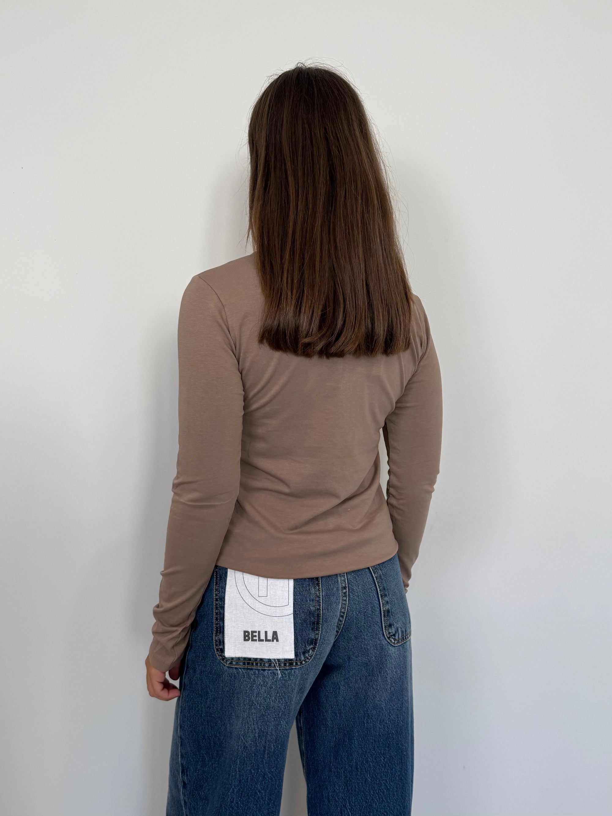 Haveone - Maglia girocollo manica lunga tortora
