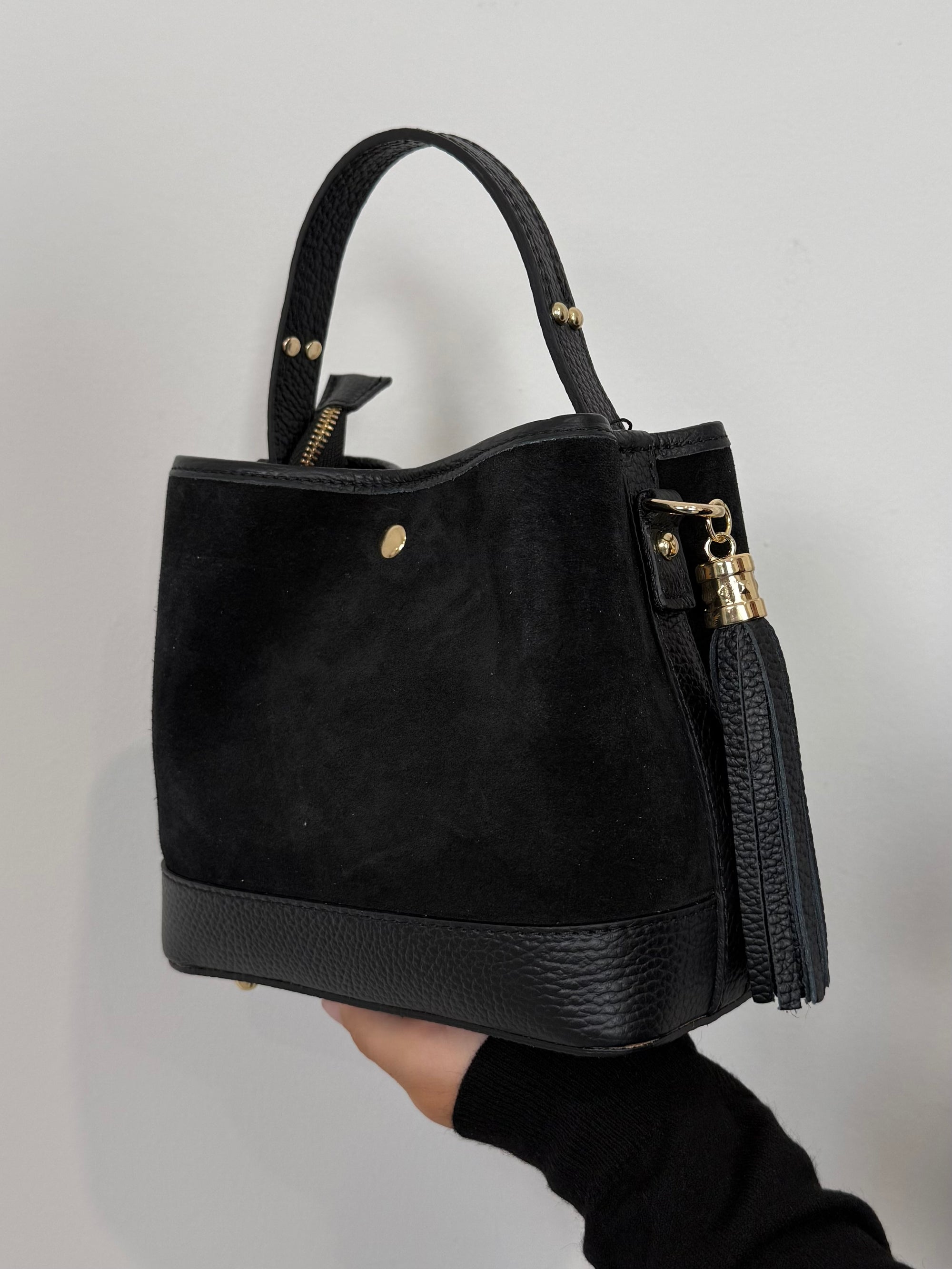 Civico23 - Secchiello in vera pelle nero