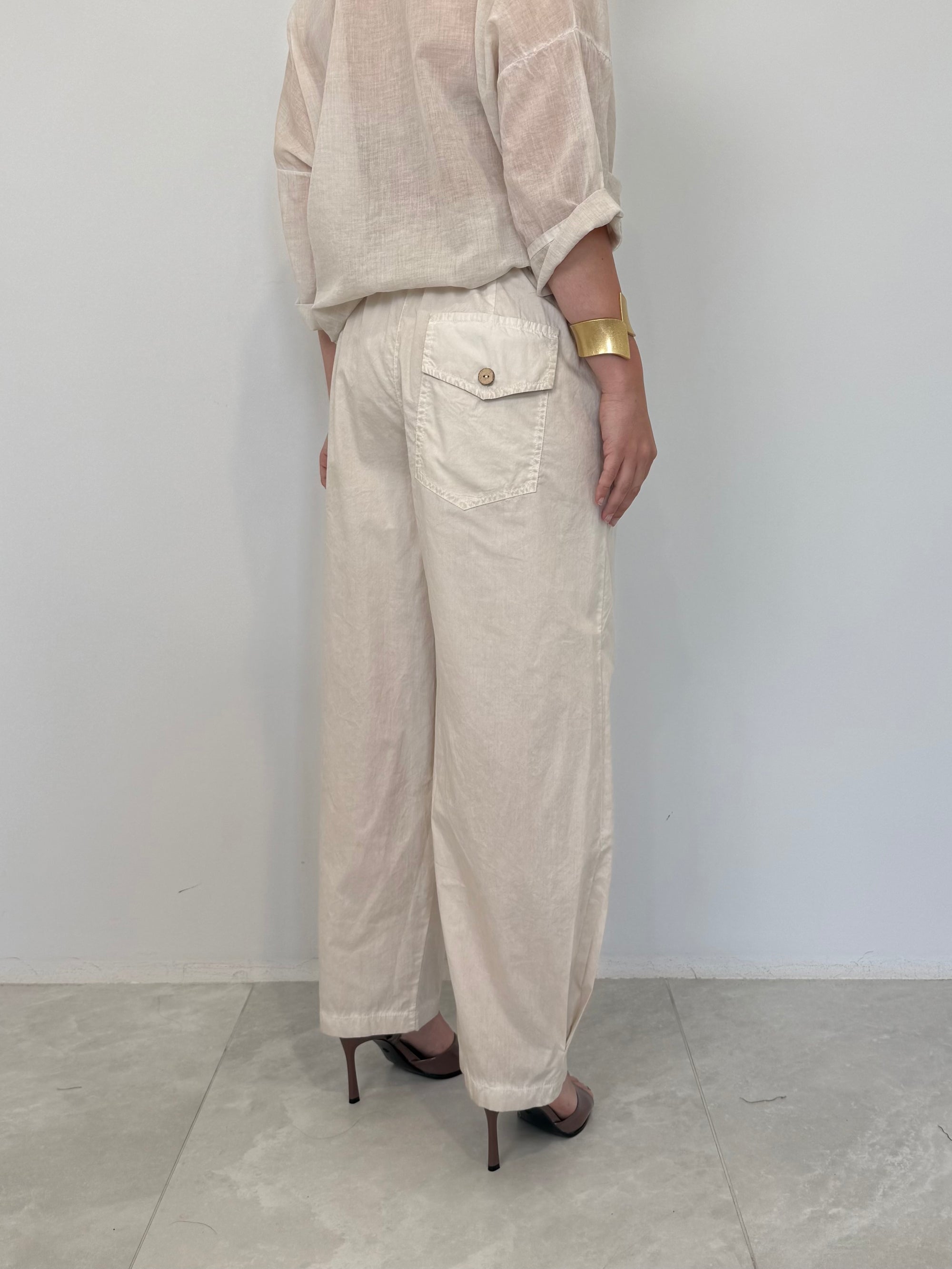 Haveone - Pantalone barrel beige