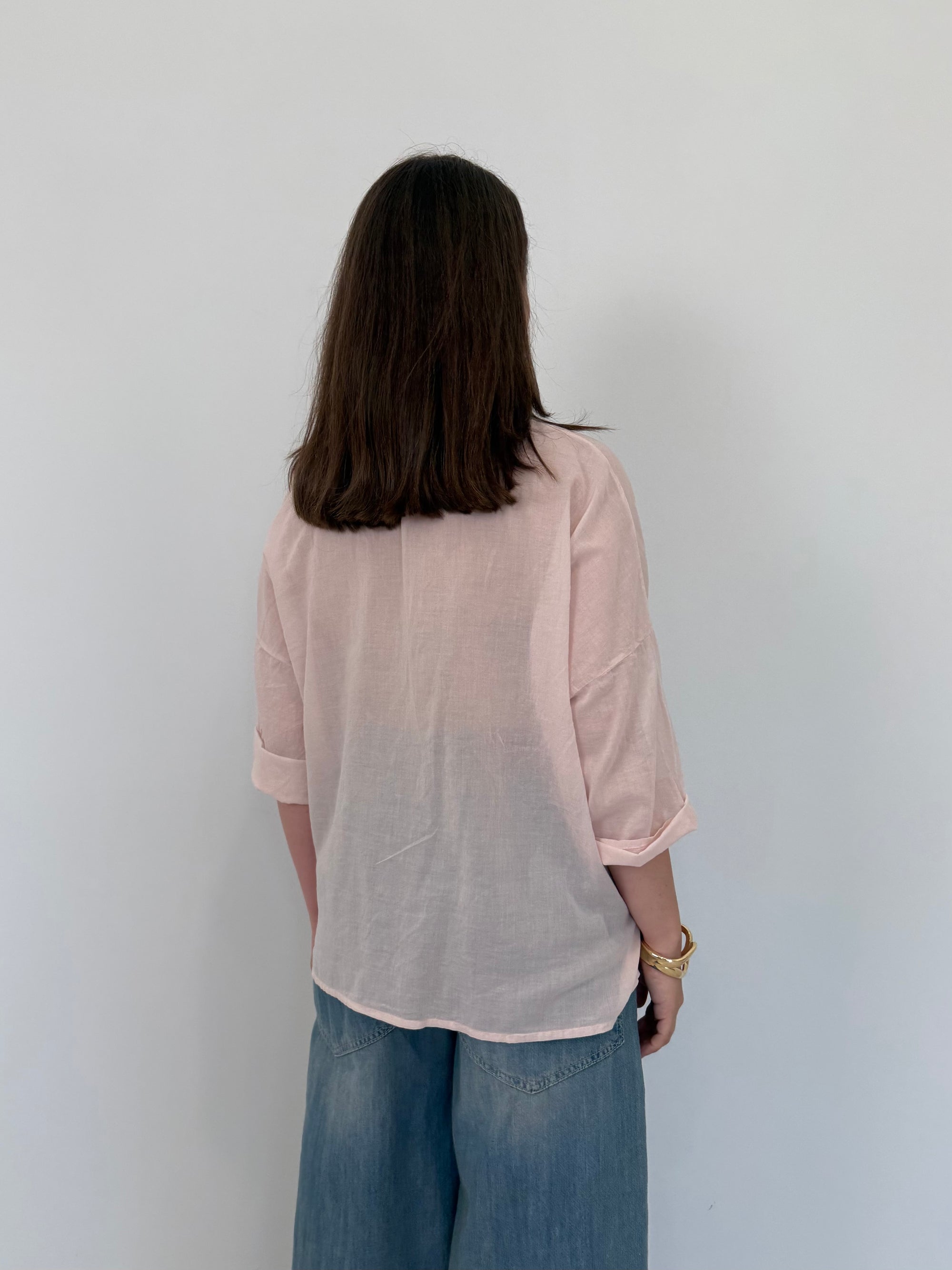 Haveone - Camicia in mussola di cotone rosa