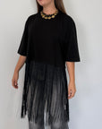 Haveone - Maglia con frange nera