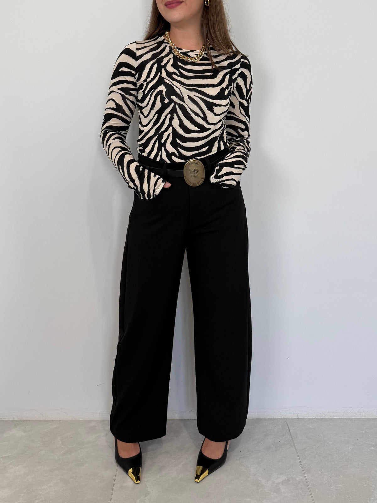 Tensione In - Pantalone barrel nero