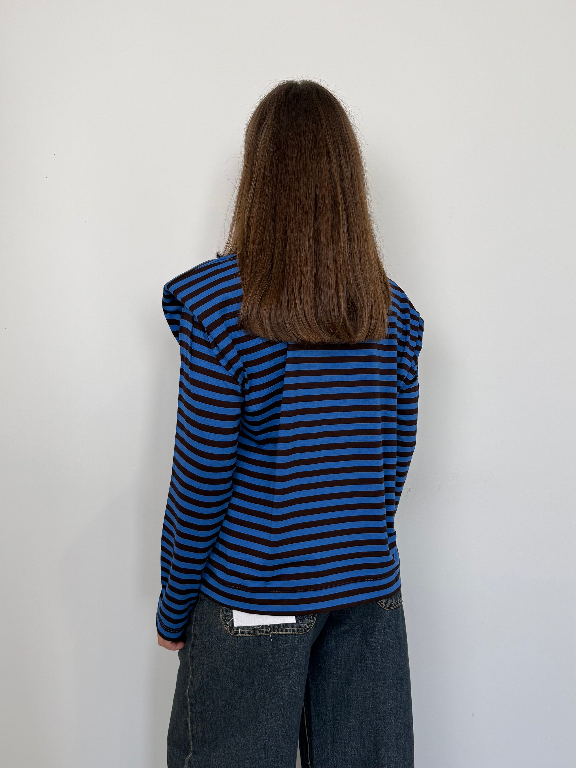 Haveone - Maglia spalline righe blu
