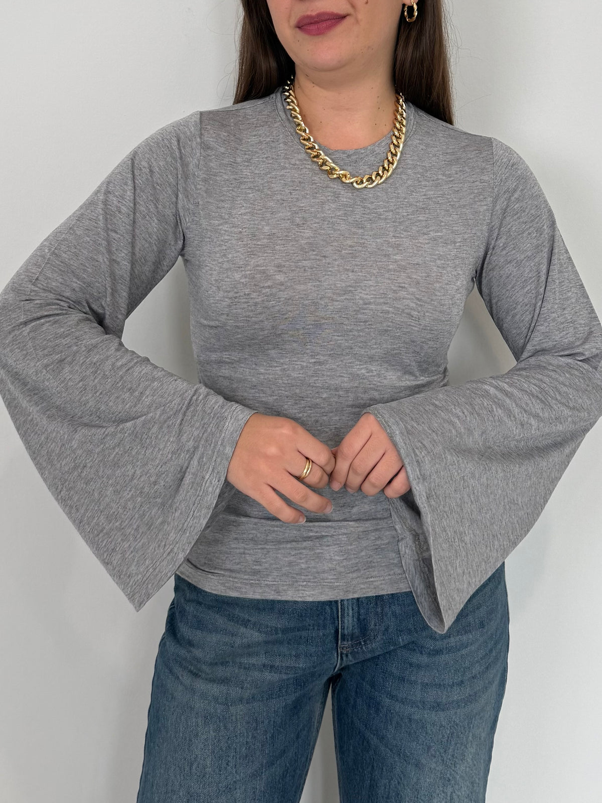 Haveone - Maglia Modal e Lana manica calla grigia