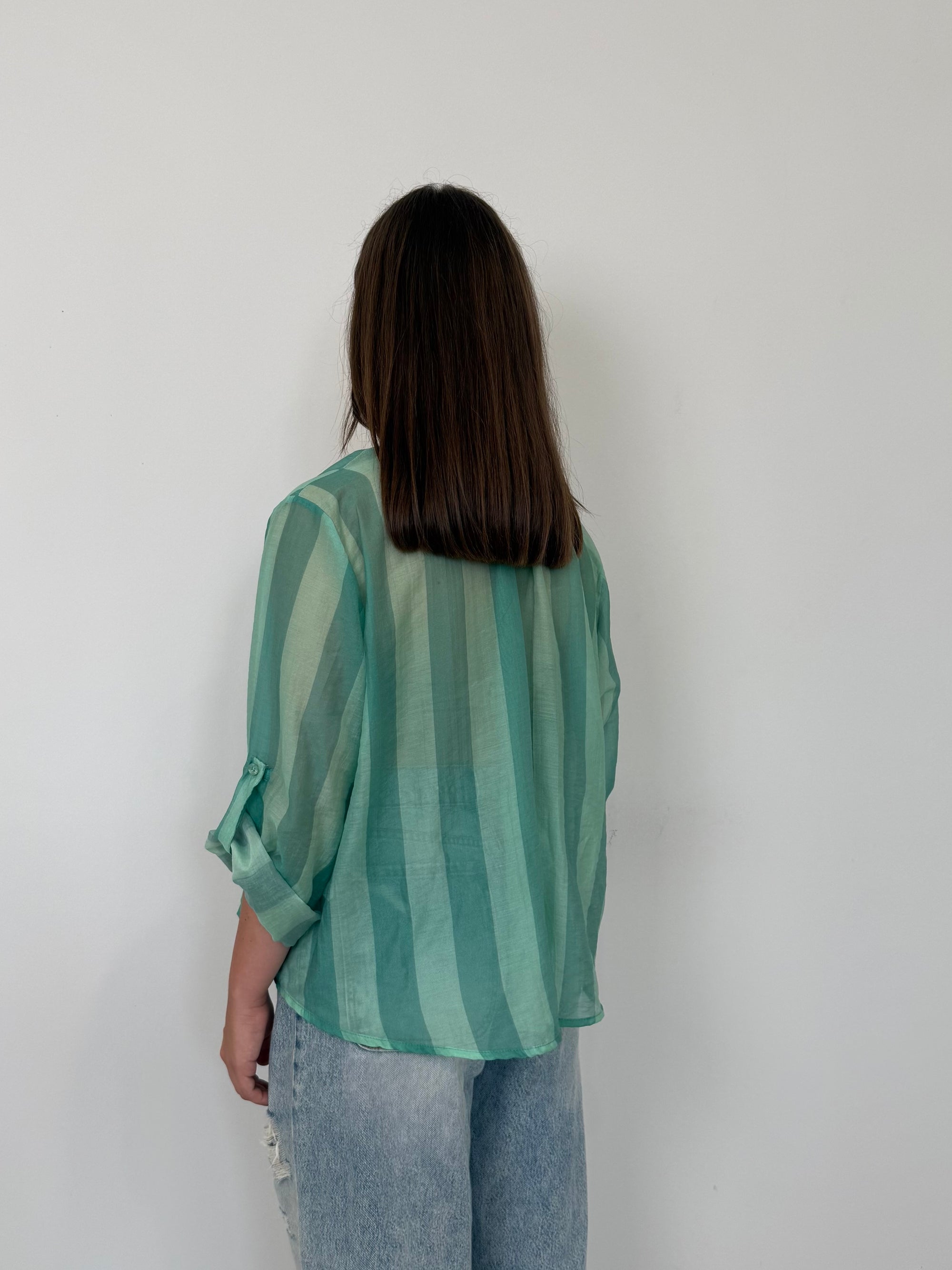 Haveone - Camicia righe larghe acquamarina