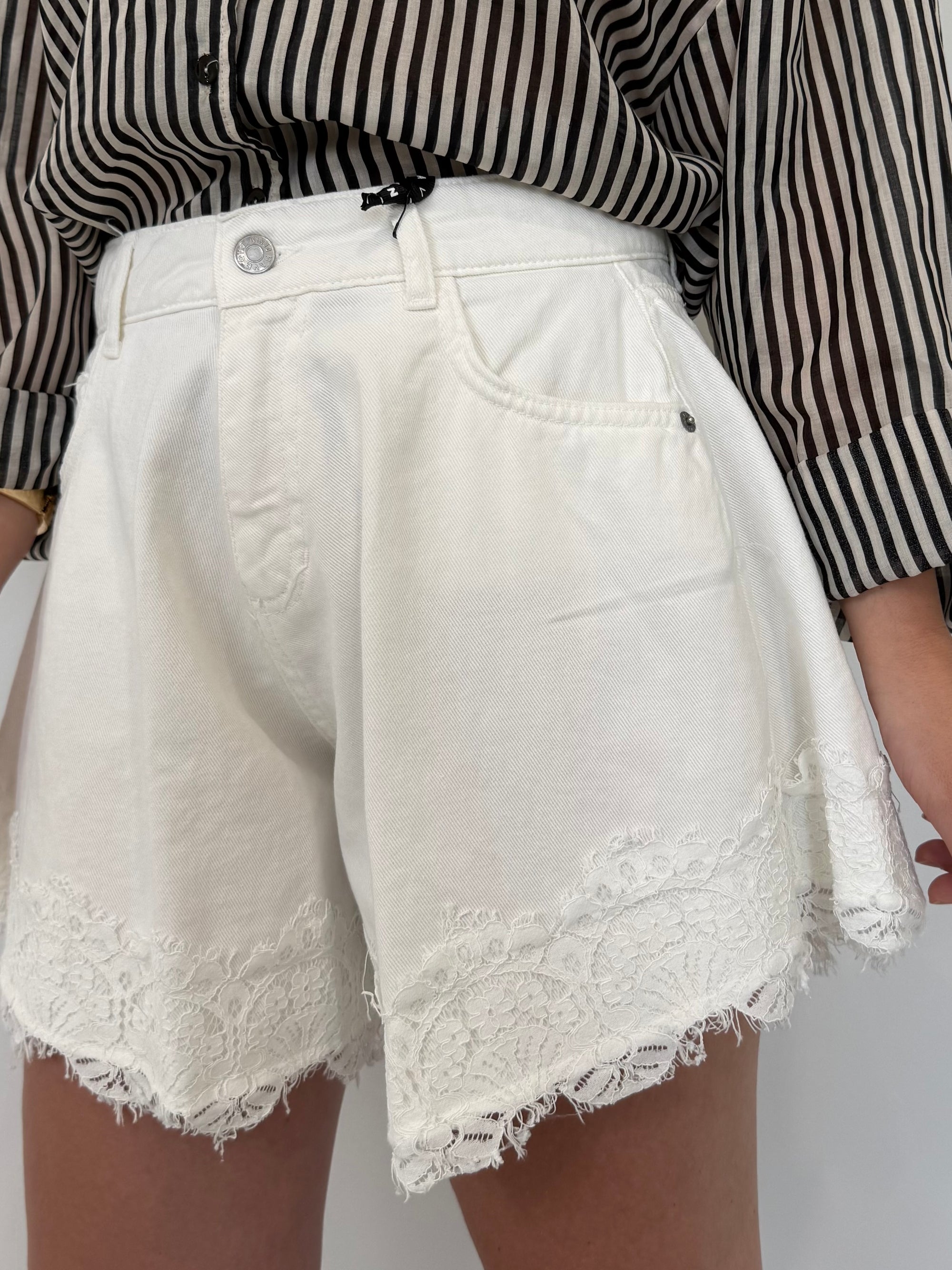 Haveone - Short Ivy farfalla bianco con pizzo