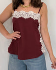 Haveone - Top con pizzo a contrasto india