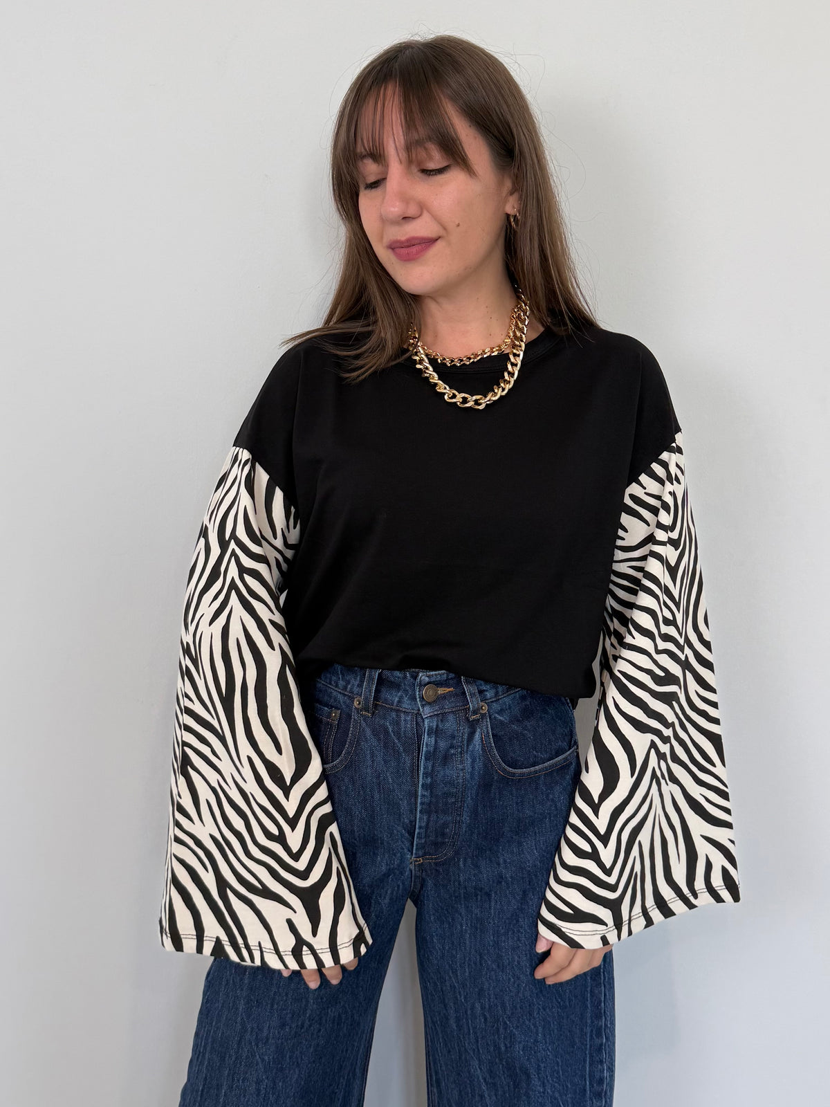 Haveone - Maglia campanella nera zebra