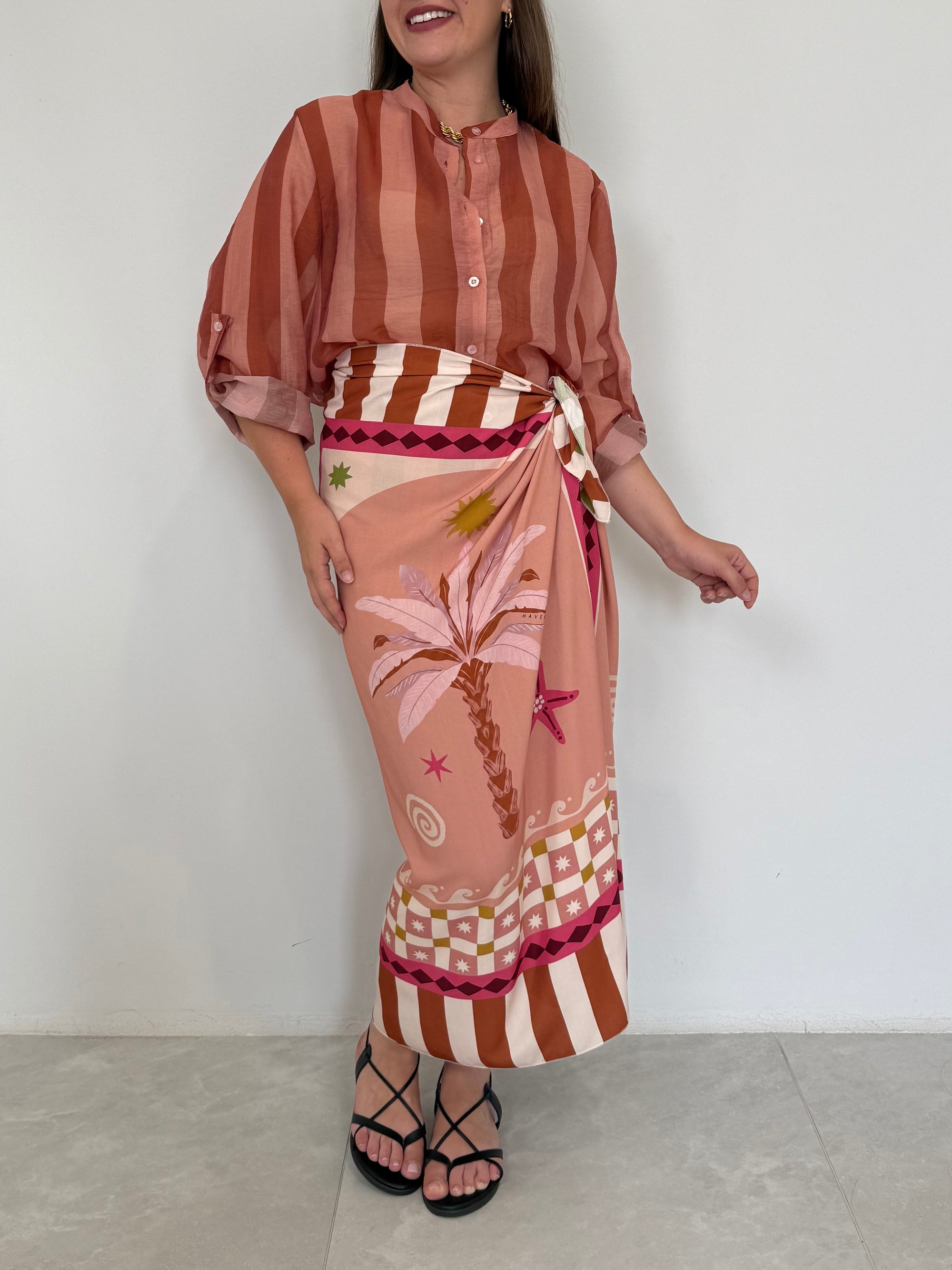 Haveone - Gonna pareo lunga palme rosa