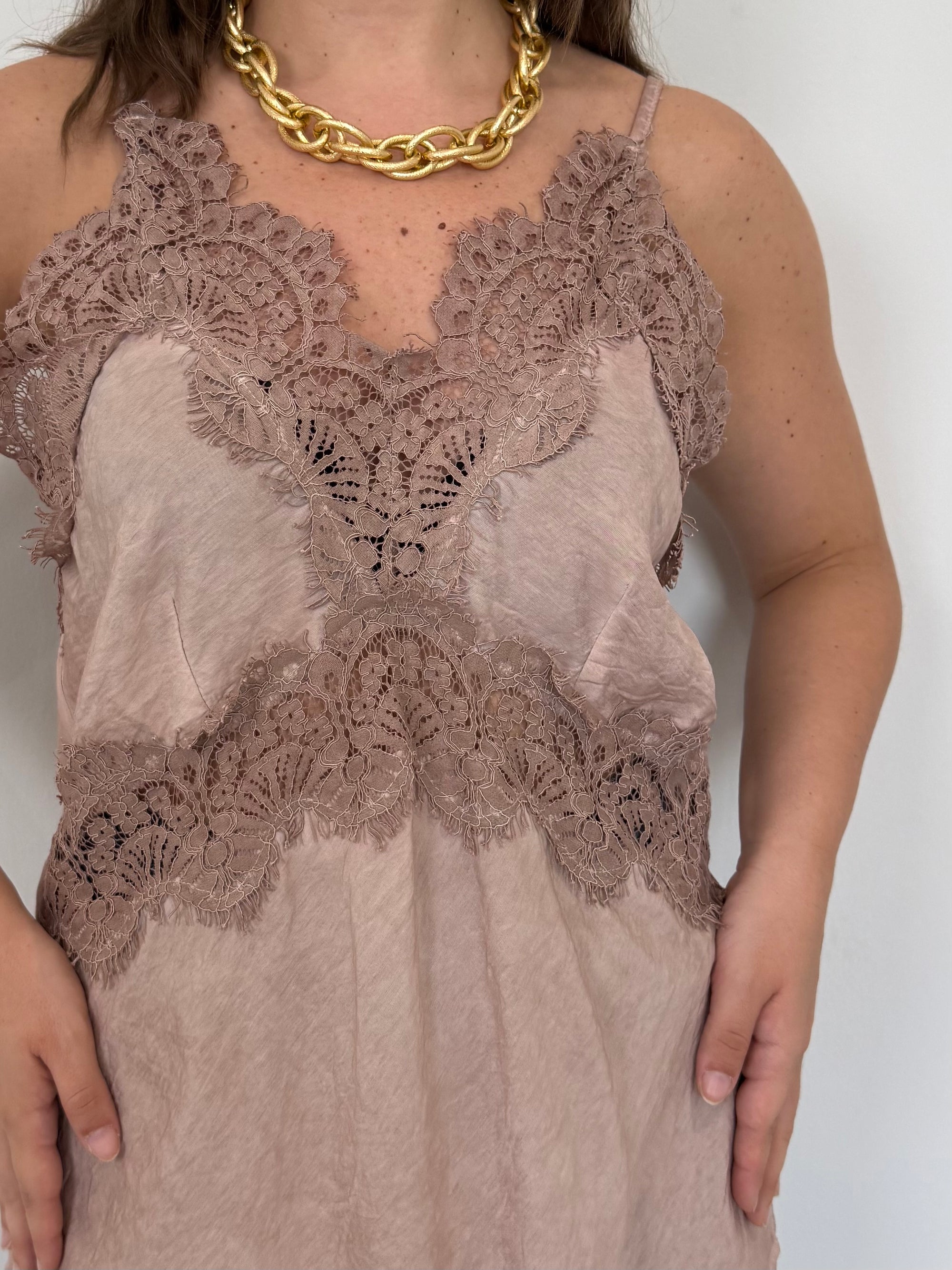 Haveone - Canotta lingerie rosa antico