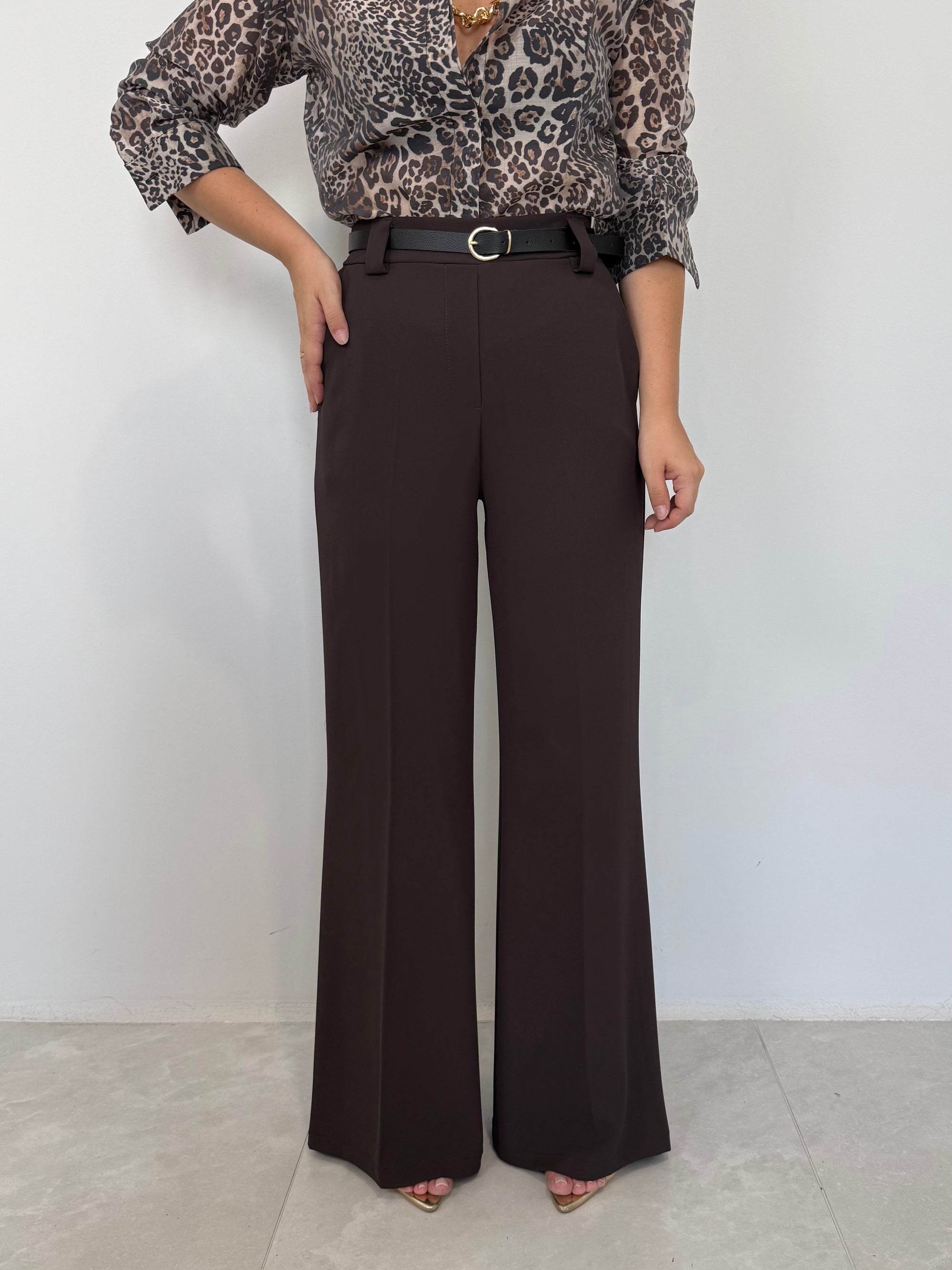 SusyMix - Pantalone fluido flare moro