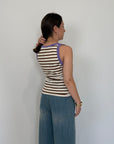 SusyMix - Canotta righe moro contrasto viola
