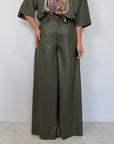 SusyMix - Pantalone palazzo similpelle verde