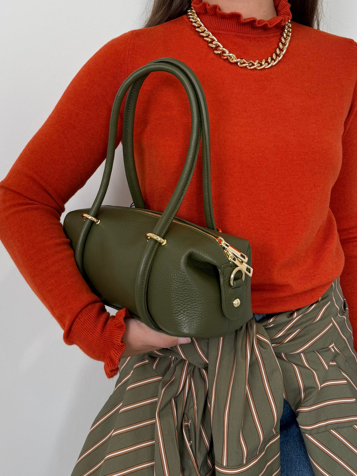 Civico23 - Borsa a spalla in vera pelle verde