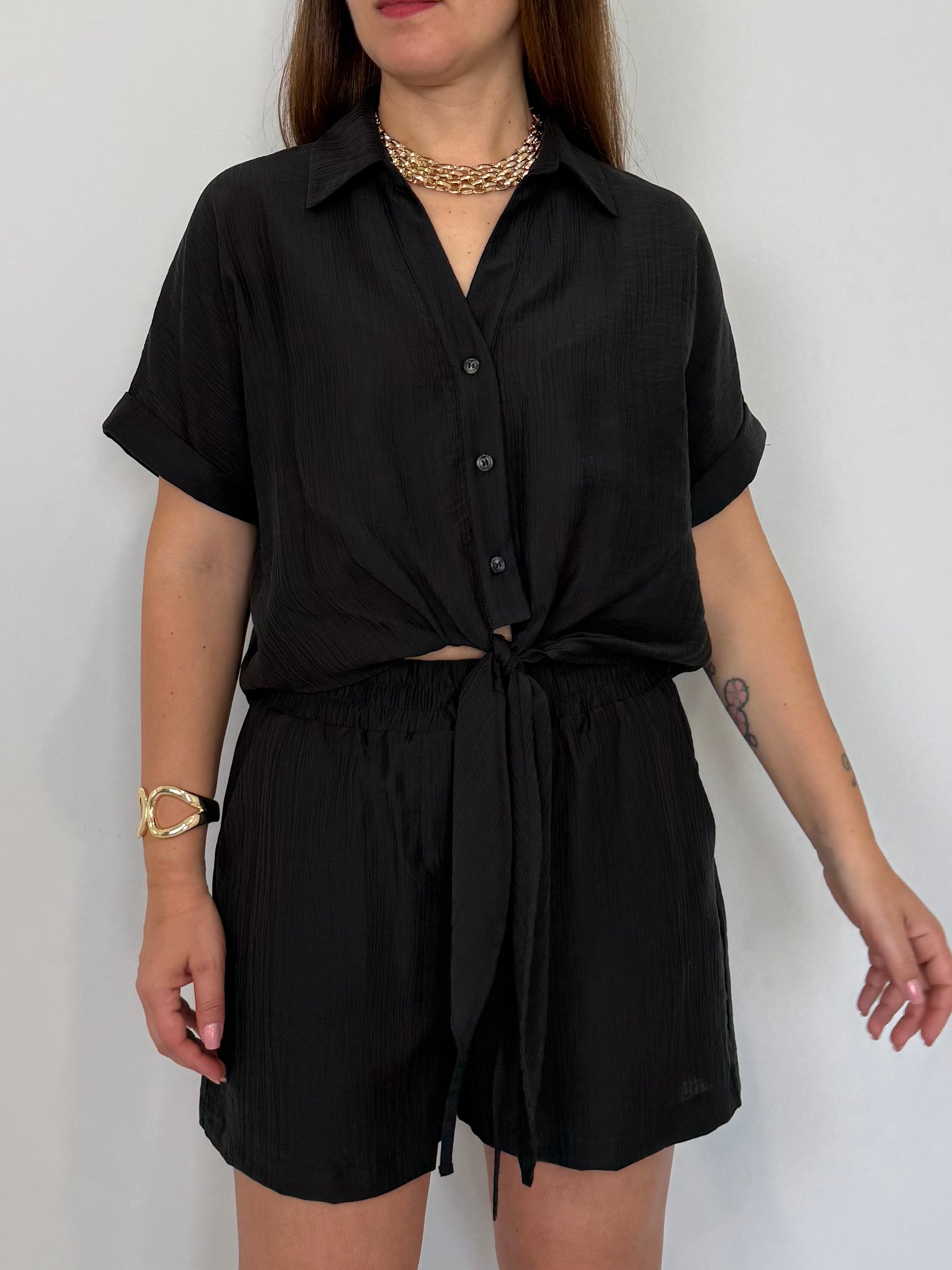 Haveone - Short goffrato nero