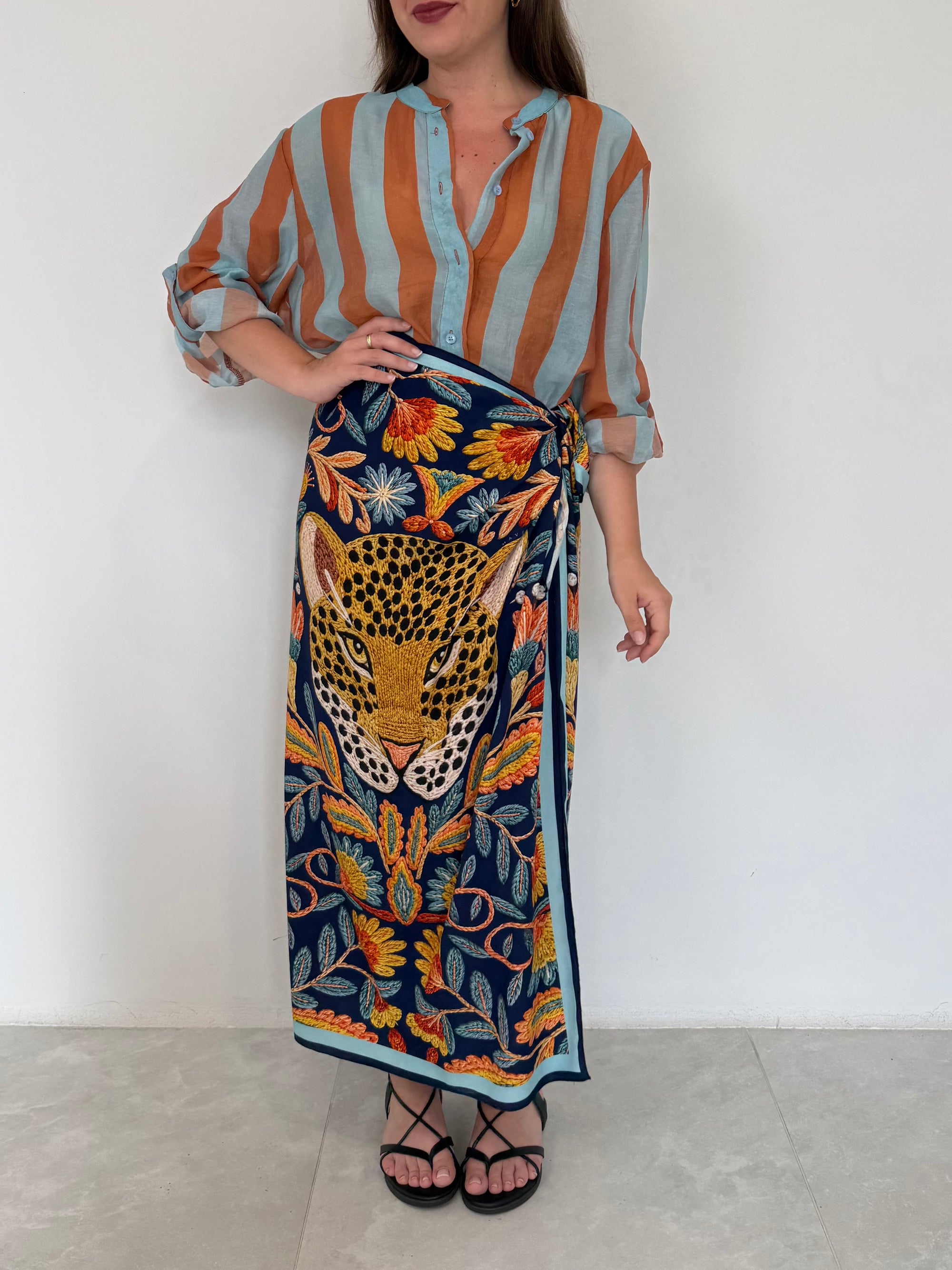 Haveone - Gonna pareo lunga ghepardo blu