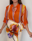 Haveone - Camicia righe asimmetriche arancio