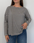 SusyMix - Maglia scatola scollo barca righe blu