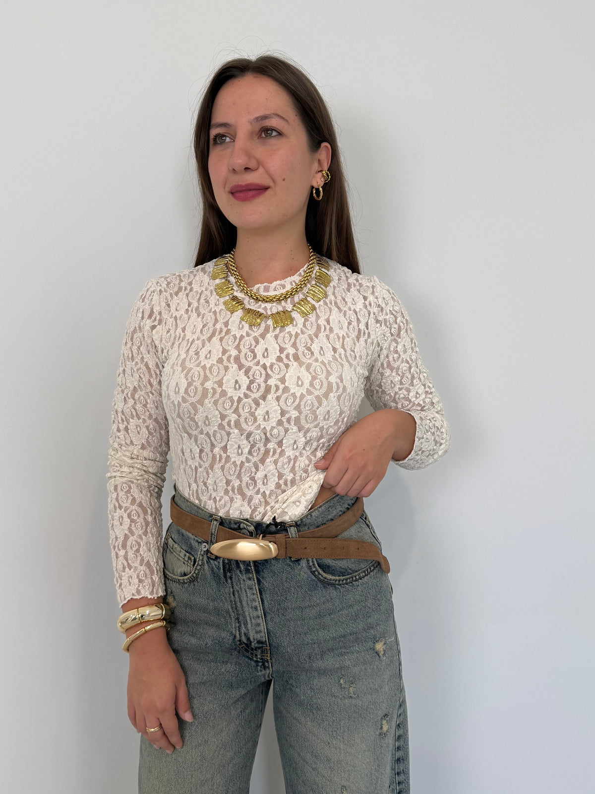 Haveone - Body in pizzo bianco